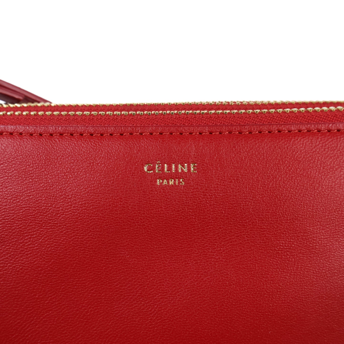 Celine Trio Crossbody Bag Red Leather