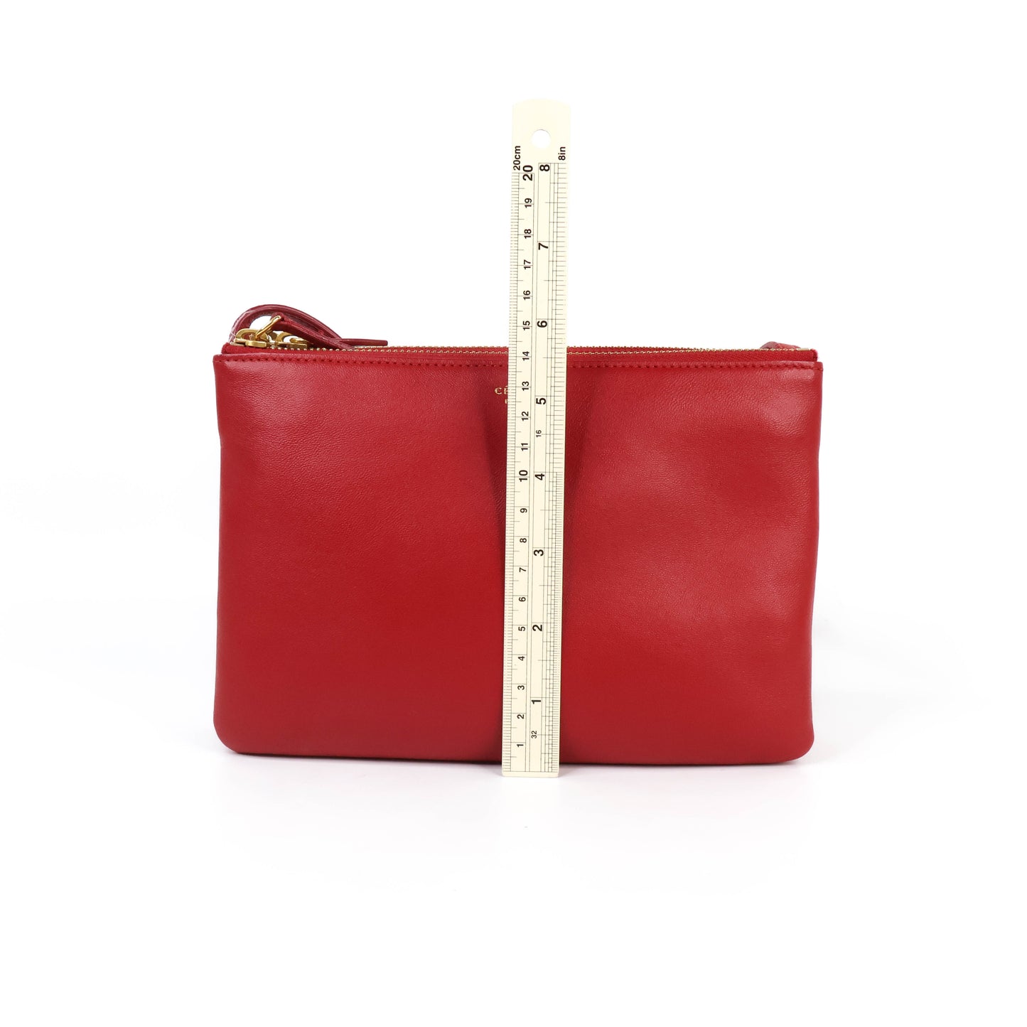 Celine Trio Crossbody Bag Red Leather