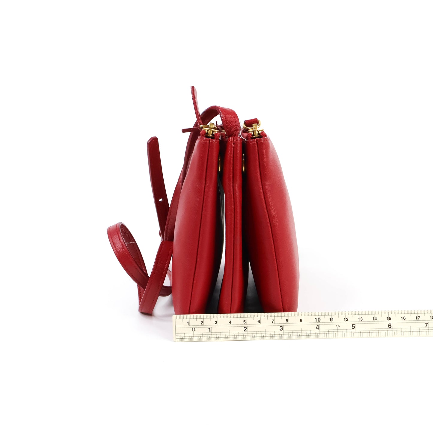 Celine Trio Crossbody Bag Red Leather