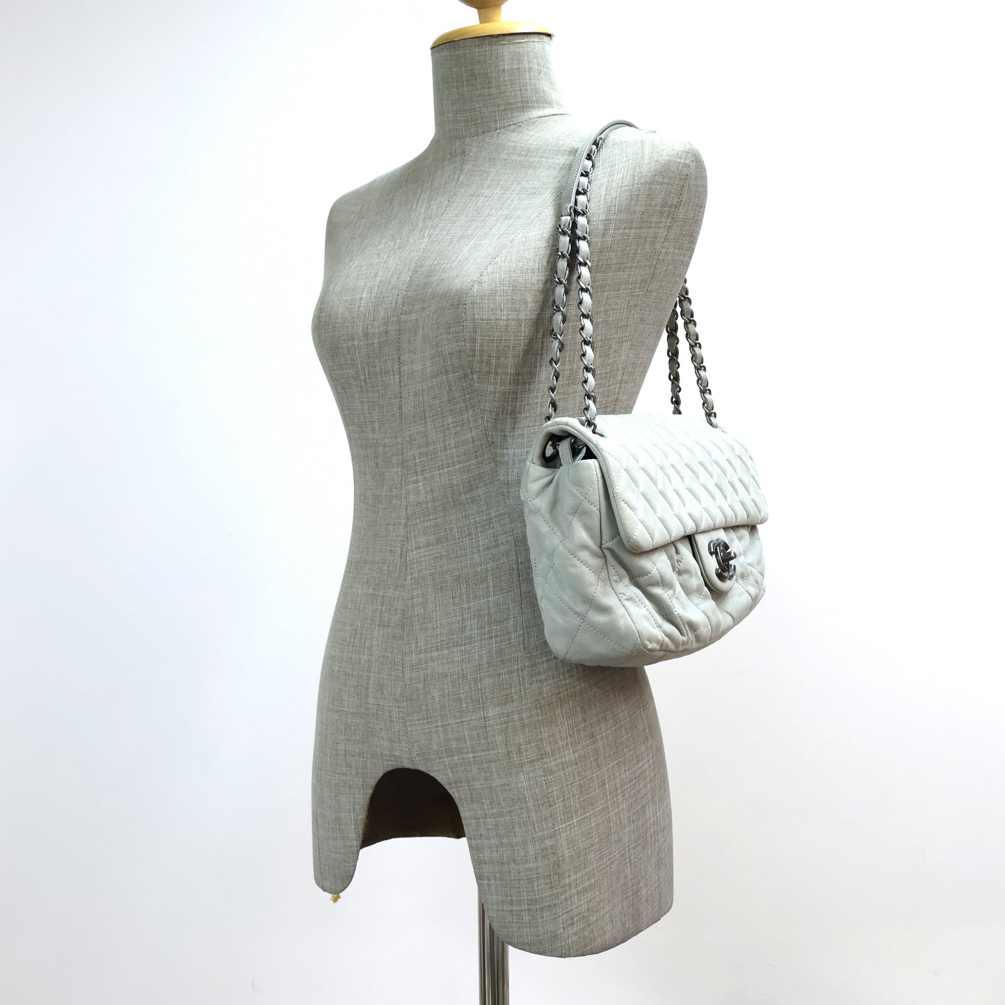 Chanel Calfskin Flap Bag Grey