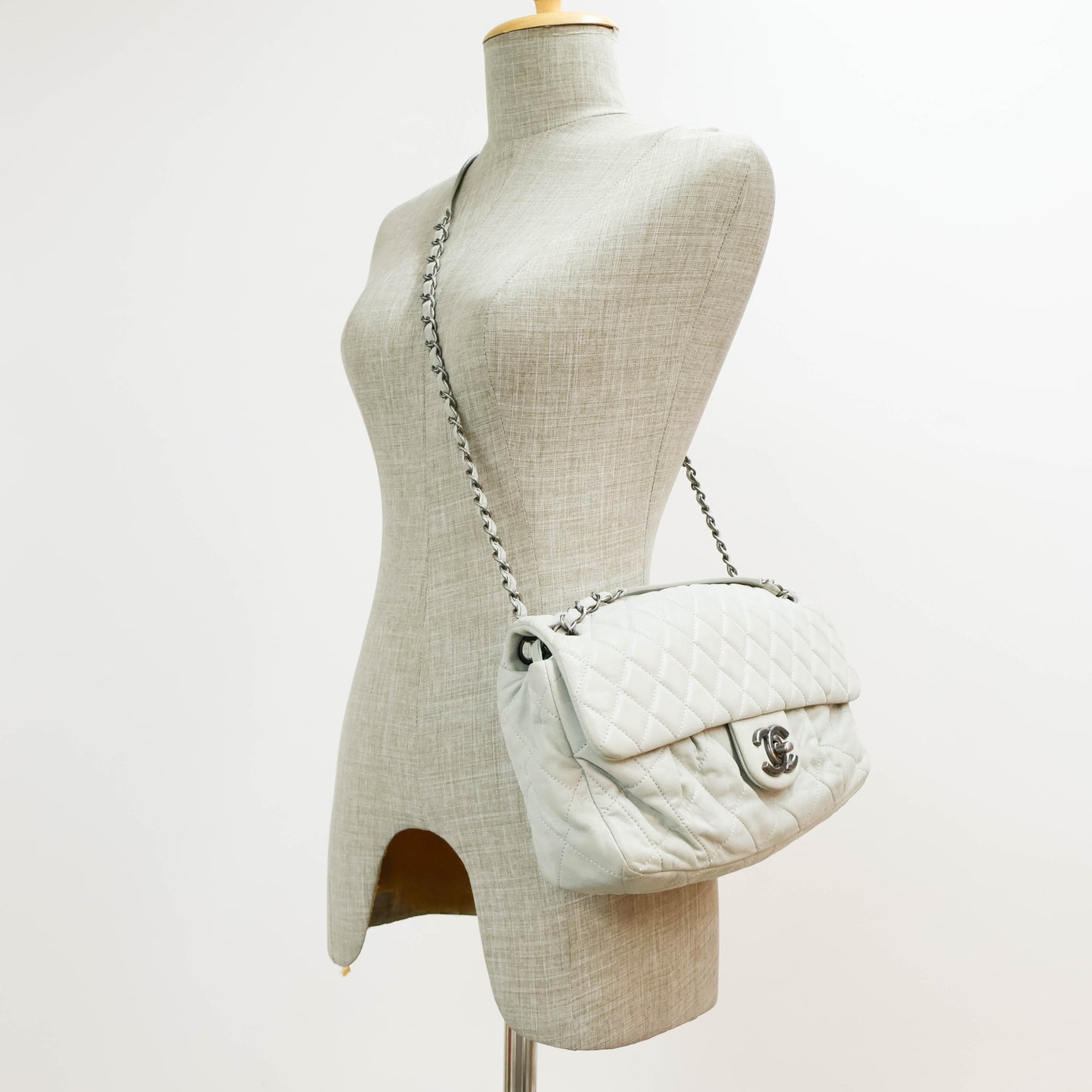 Chanel Calfskin Flap Bag Grey