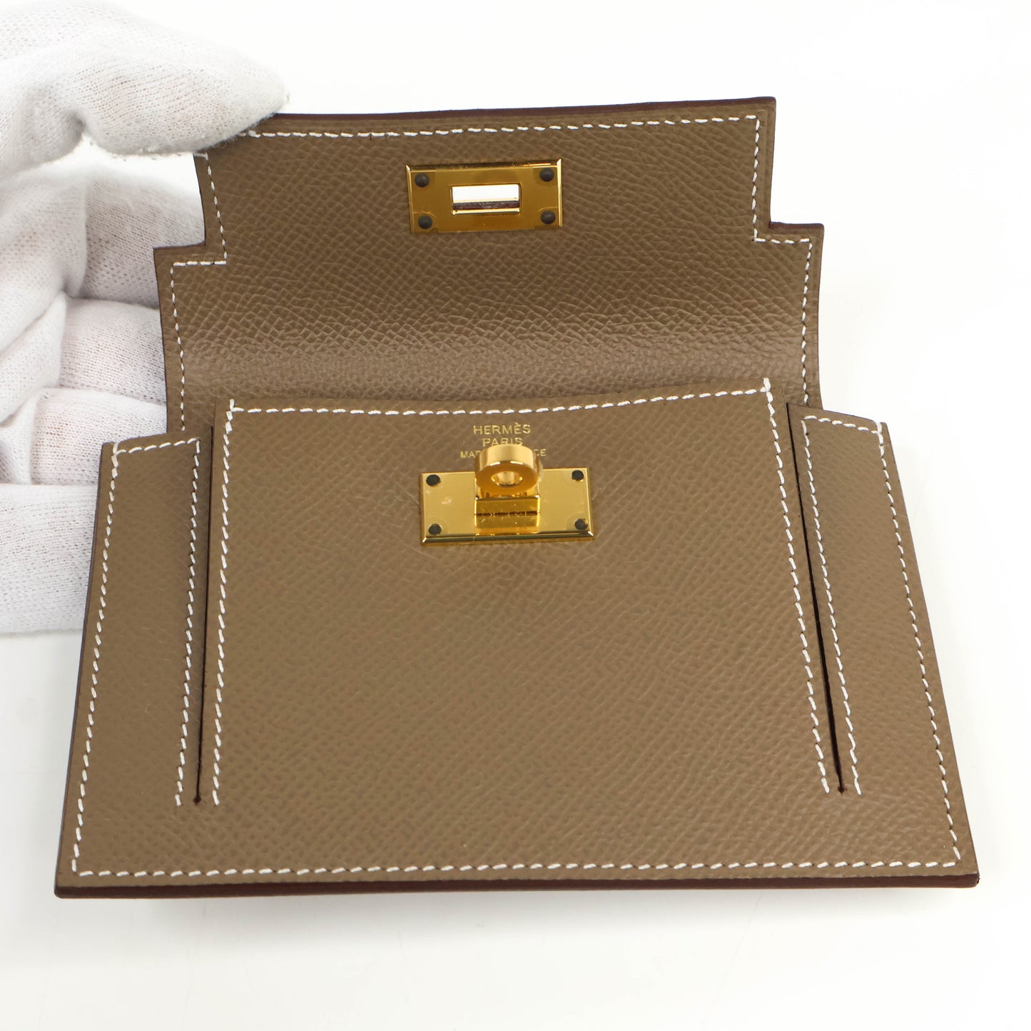 Hermes Kelly Pocket Compact Epsom Etoupe