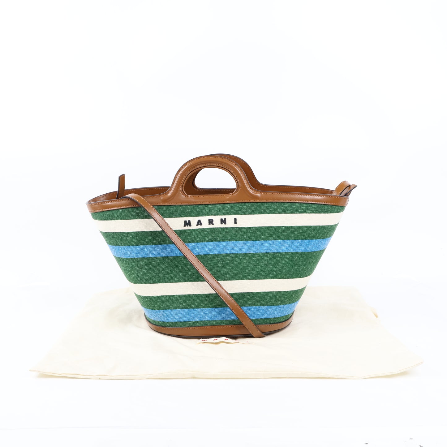Marni Tote Tropicalia Small Canvas Green/Blue/White