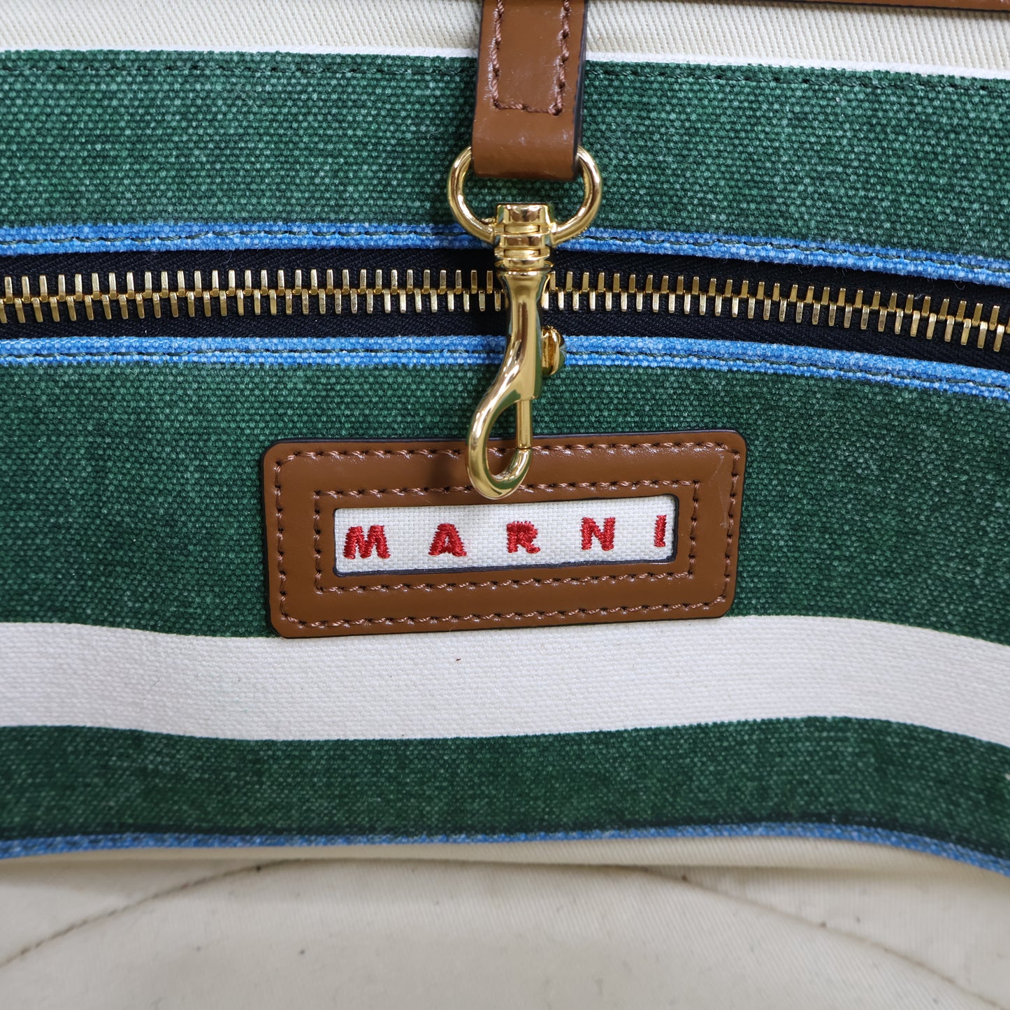 Marni Tote Tropicalia Small Canvas Green/Blue/White