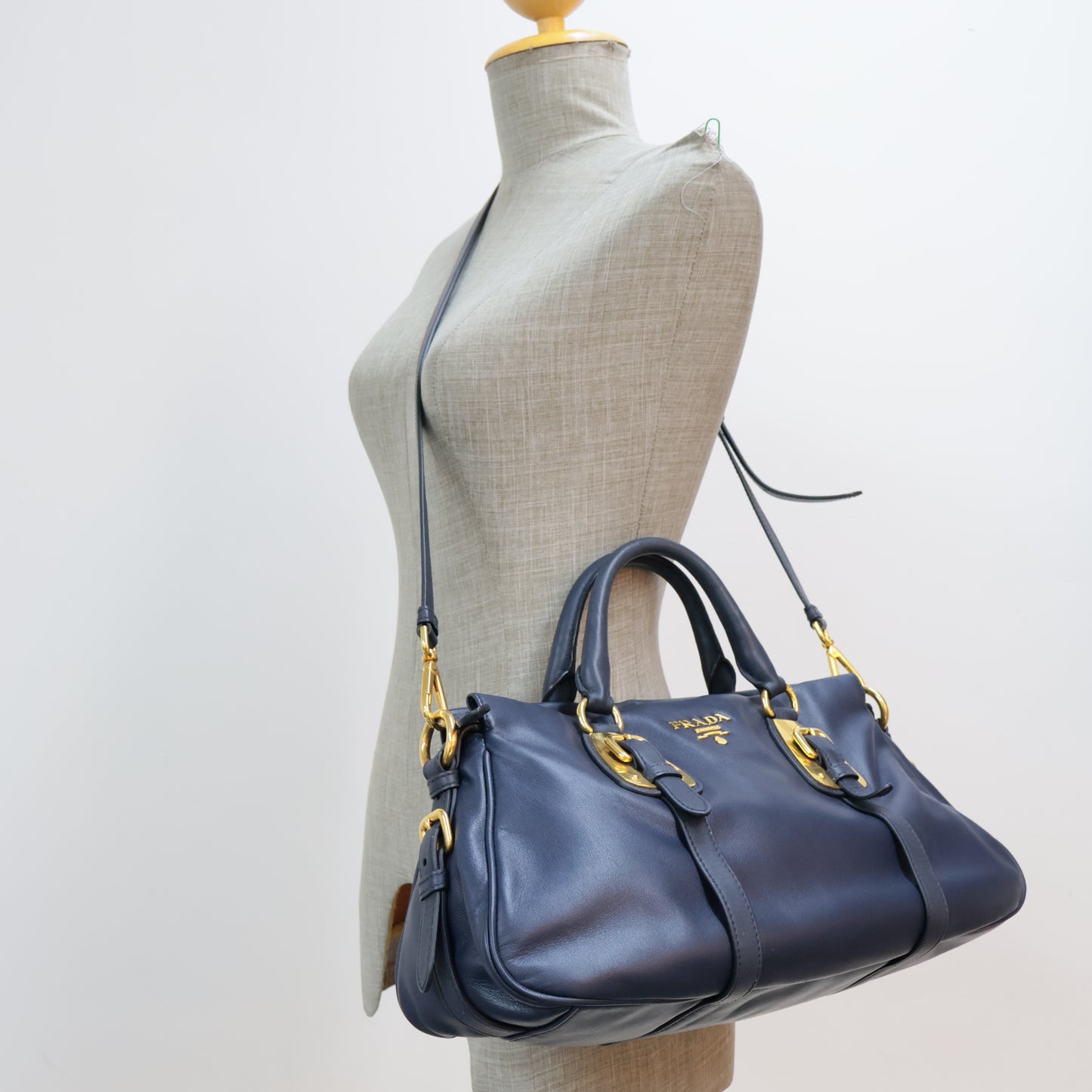 Prada Handbag Leather Navy