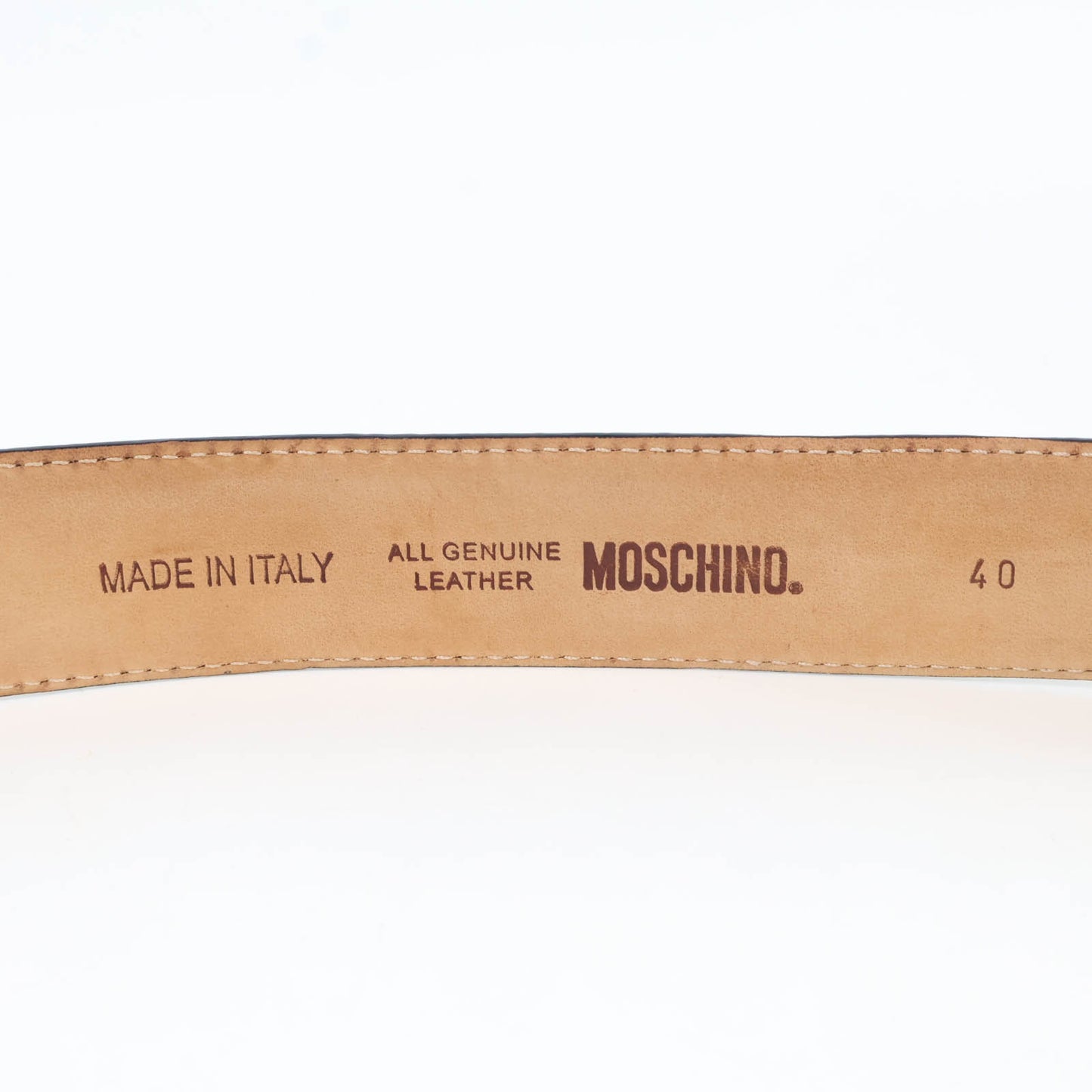 Moschino Belt Leather White Buckle Gold