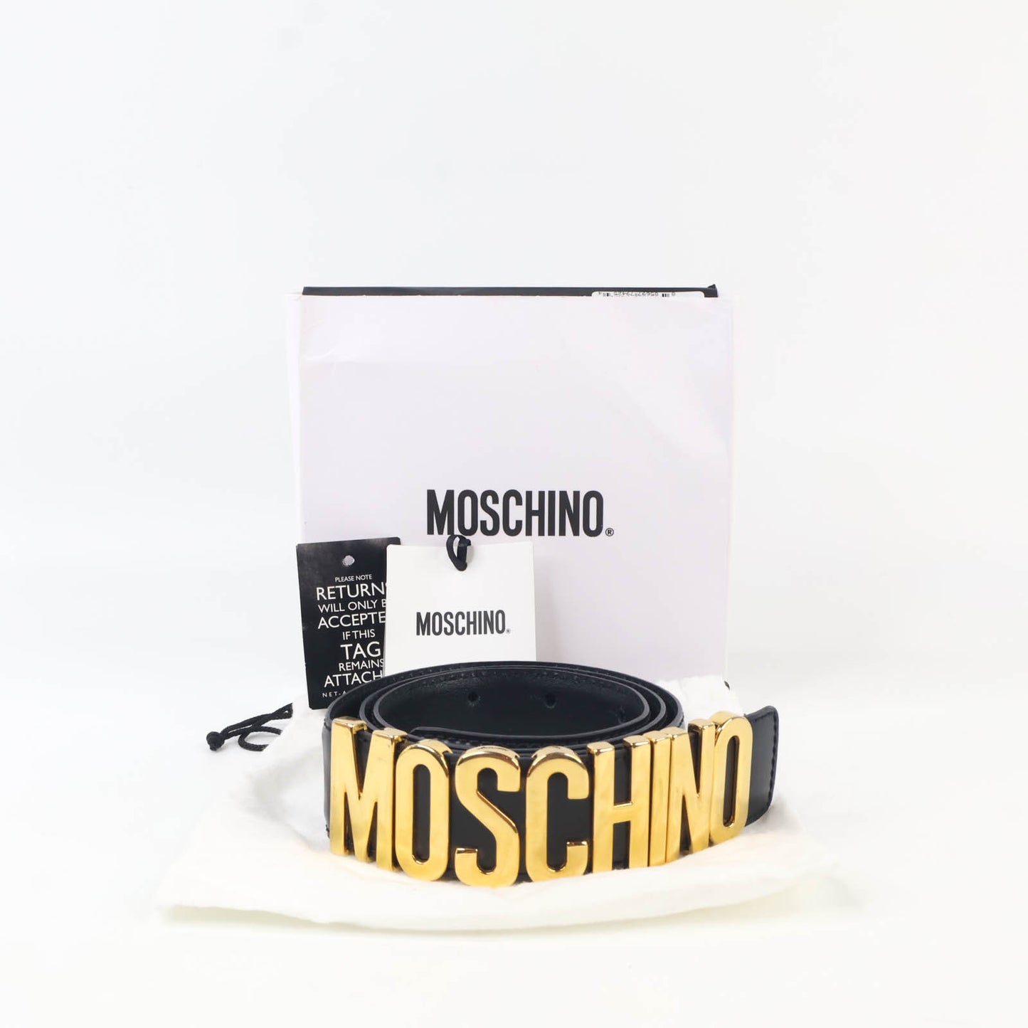 Moschino Belt Leather Black Buckle Gold