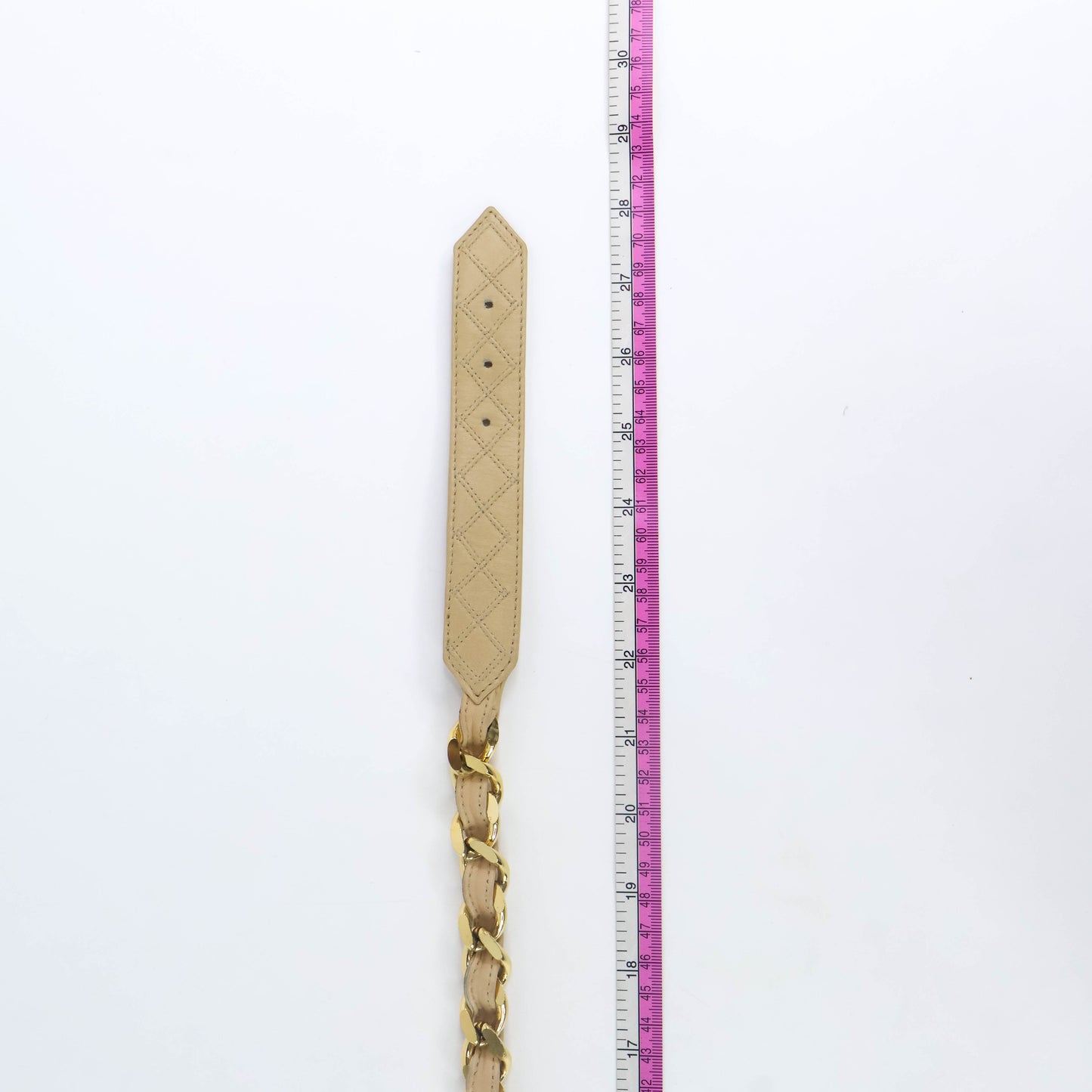 Chanel Belt Leather Beige/Chain Gold 65/26