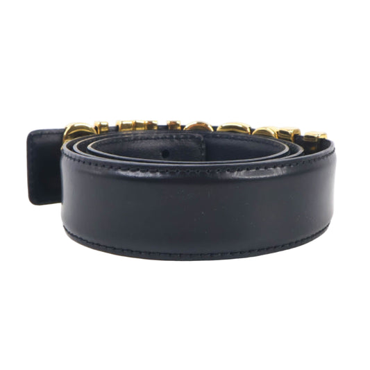 Moschino Belt Leather Black Buckle Gold