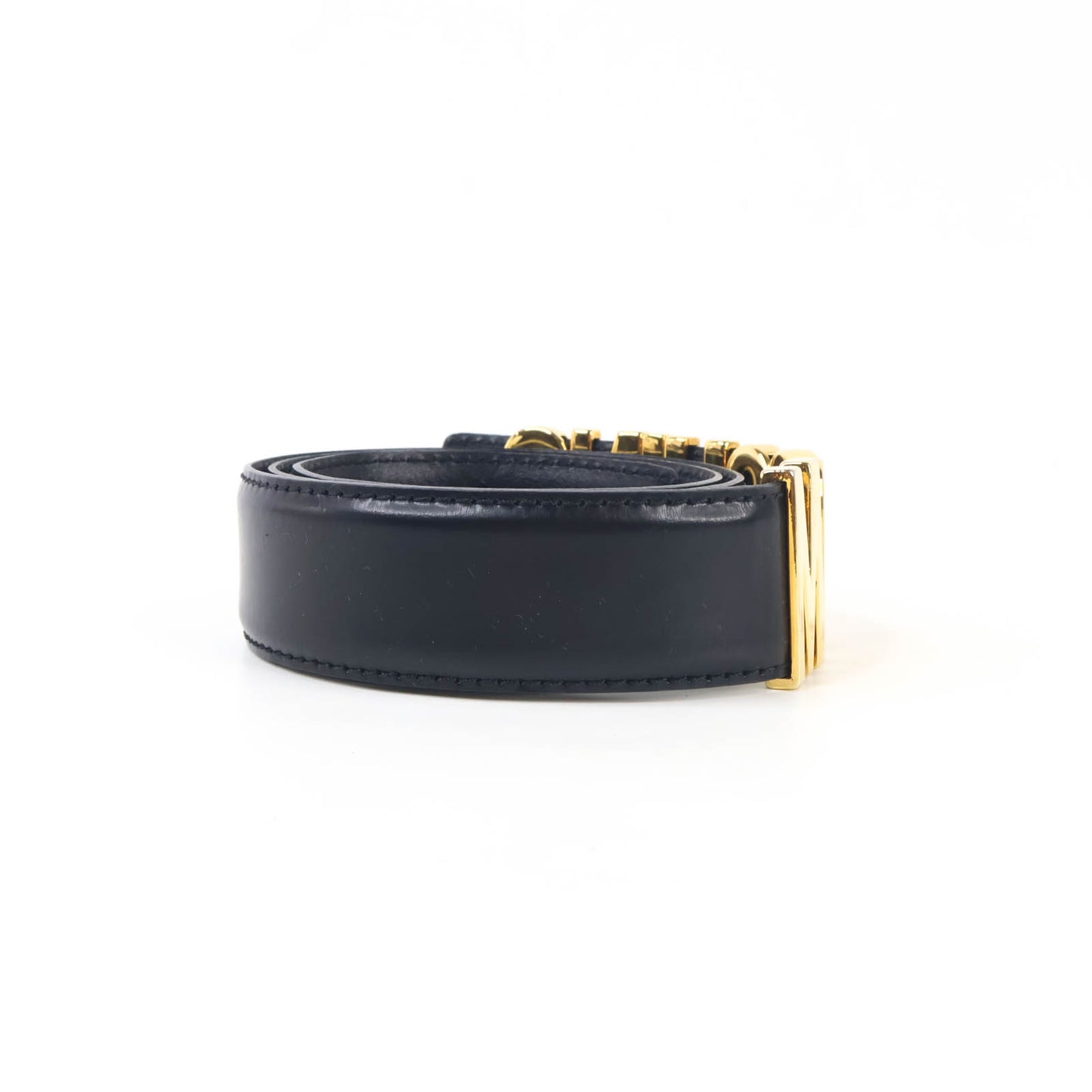 Moschino Belt Leather Black Buckle Gold