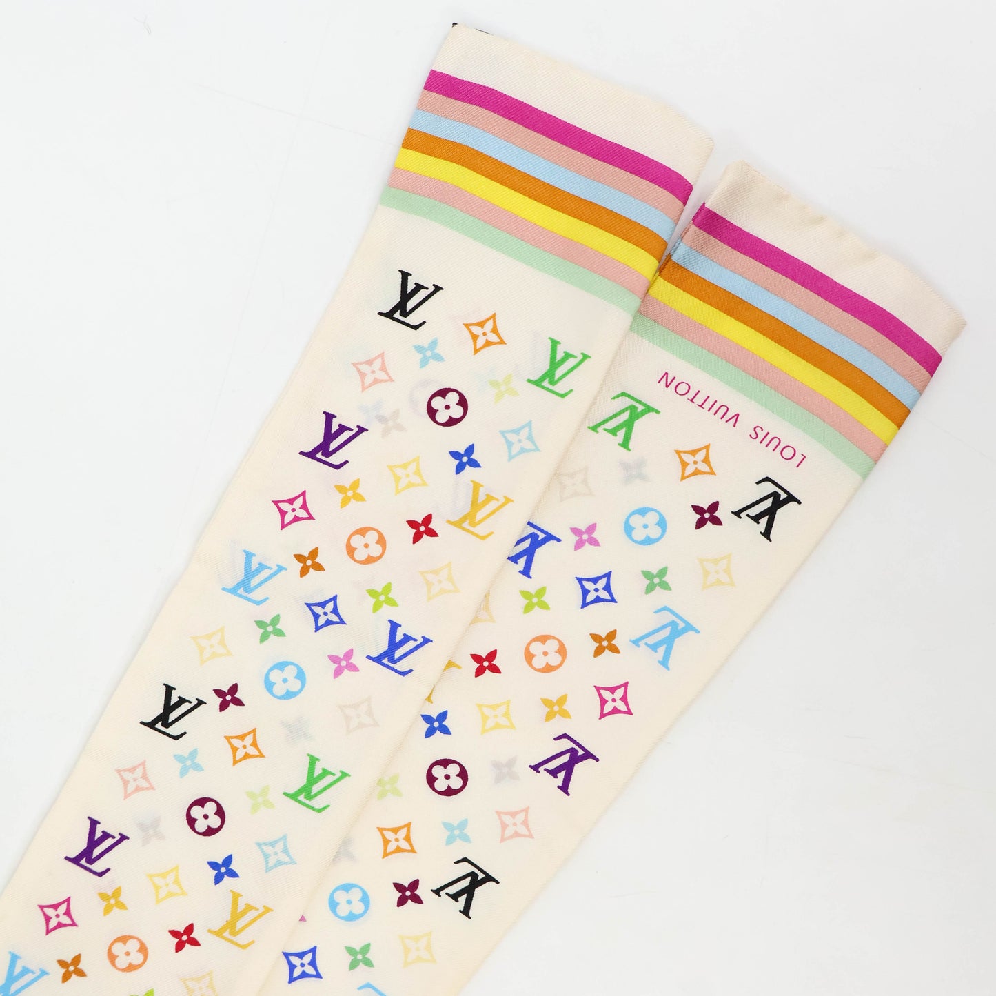 Louis Vuitton Bandeau Silk Multicolor White