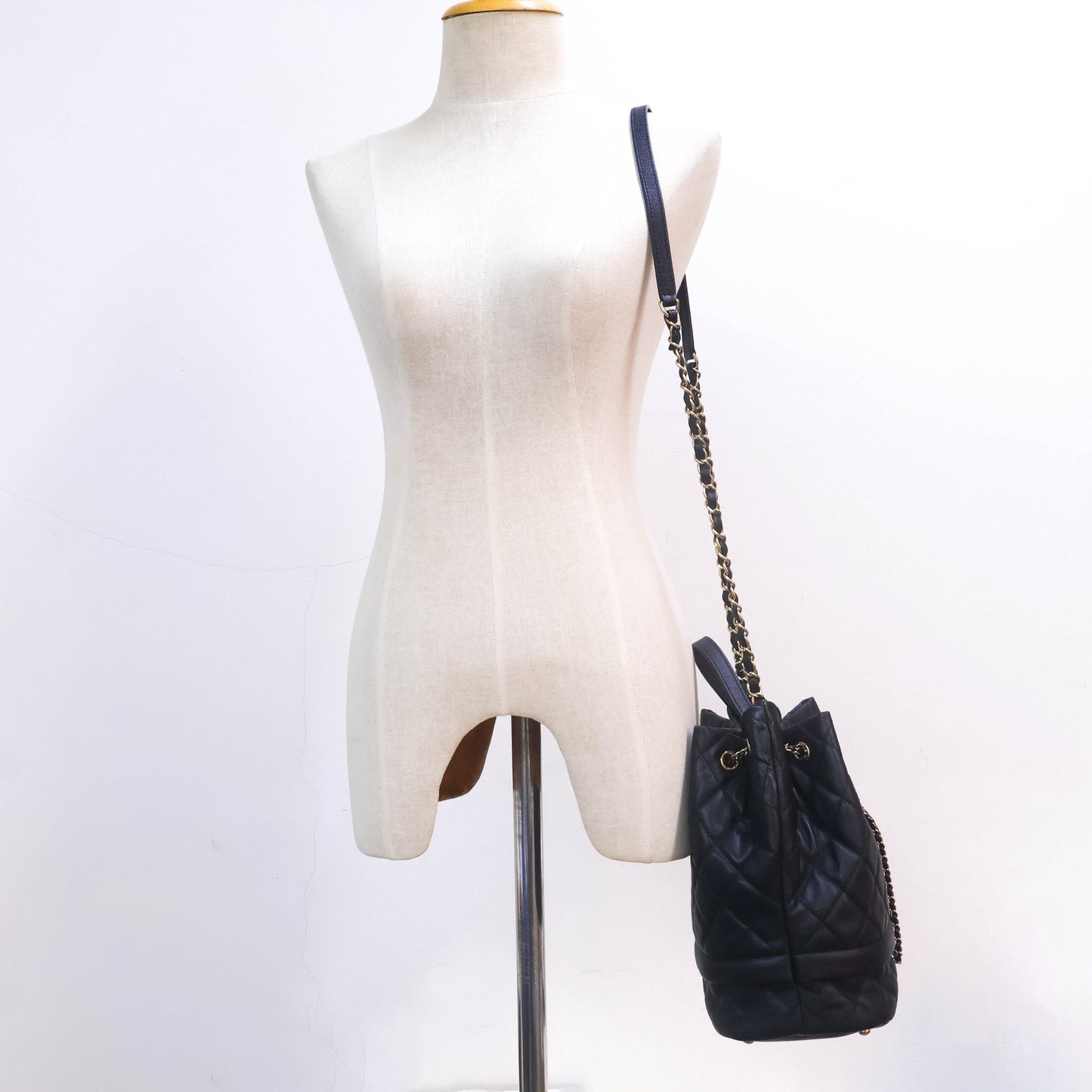 Chanel Drawstring Bag Black Caviar