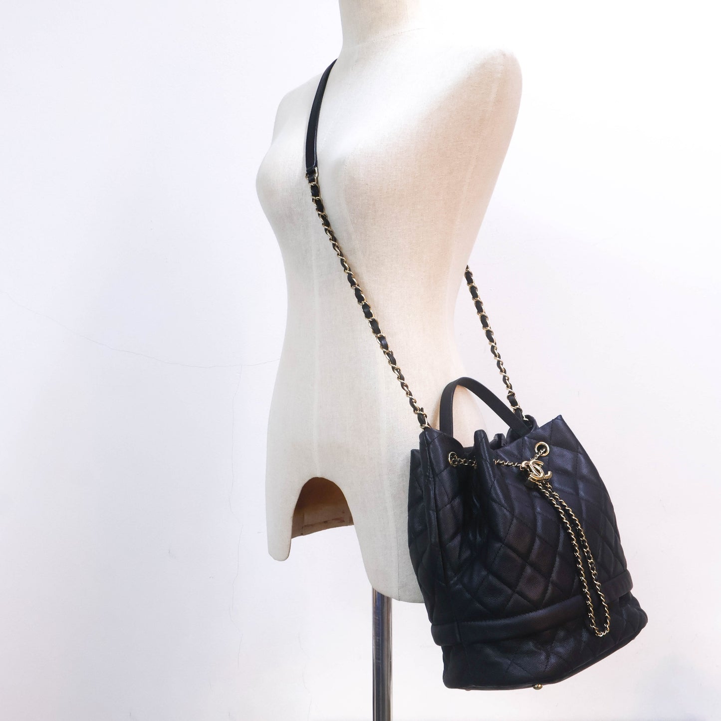 Chanel Drawstring Bag Black Caviar