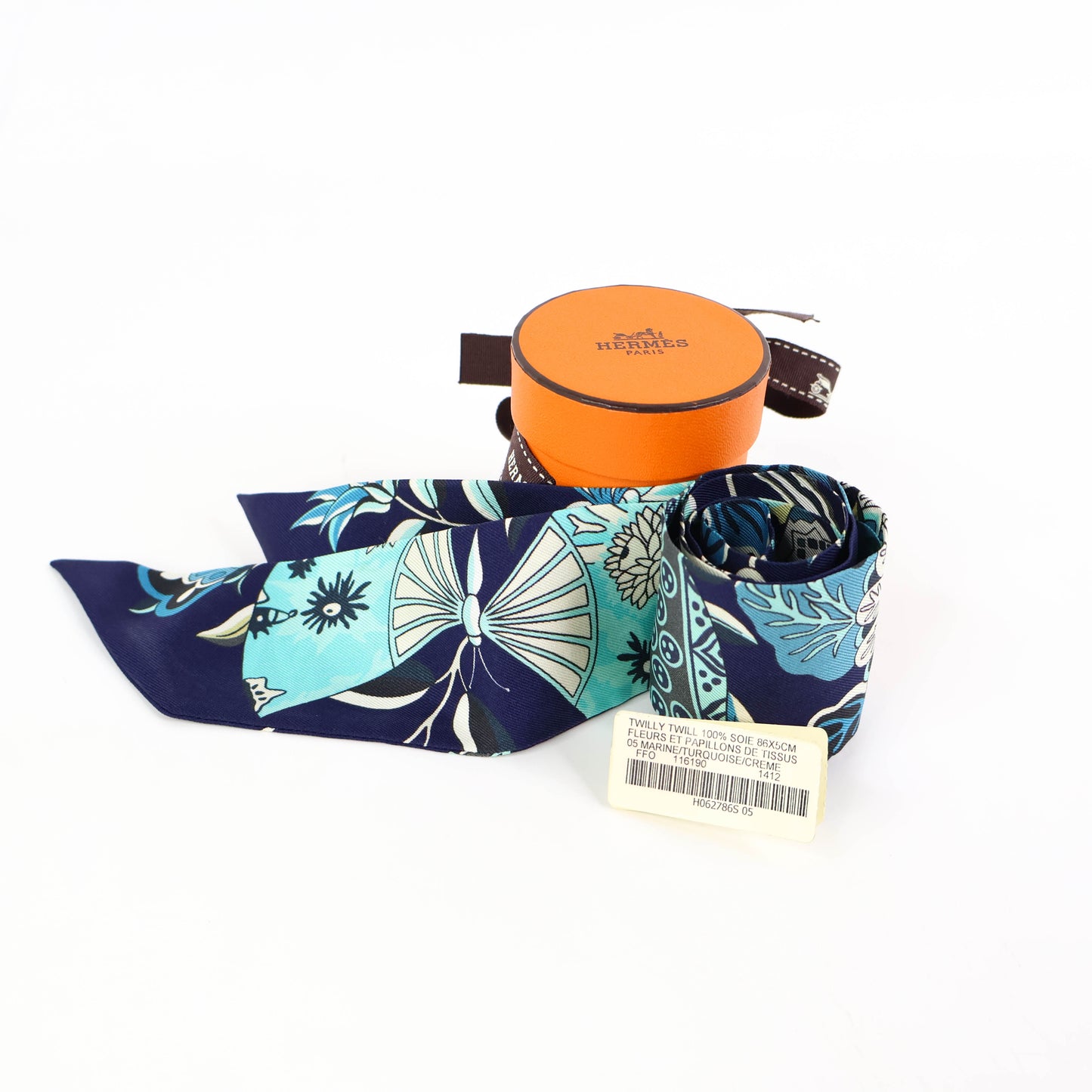 Hermes Twilly Single Fleurs Et Papillons De Tissus
