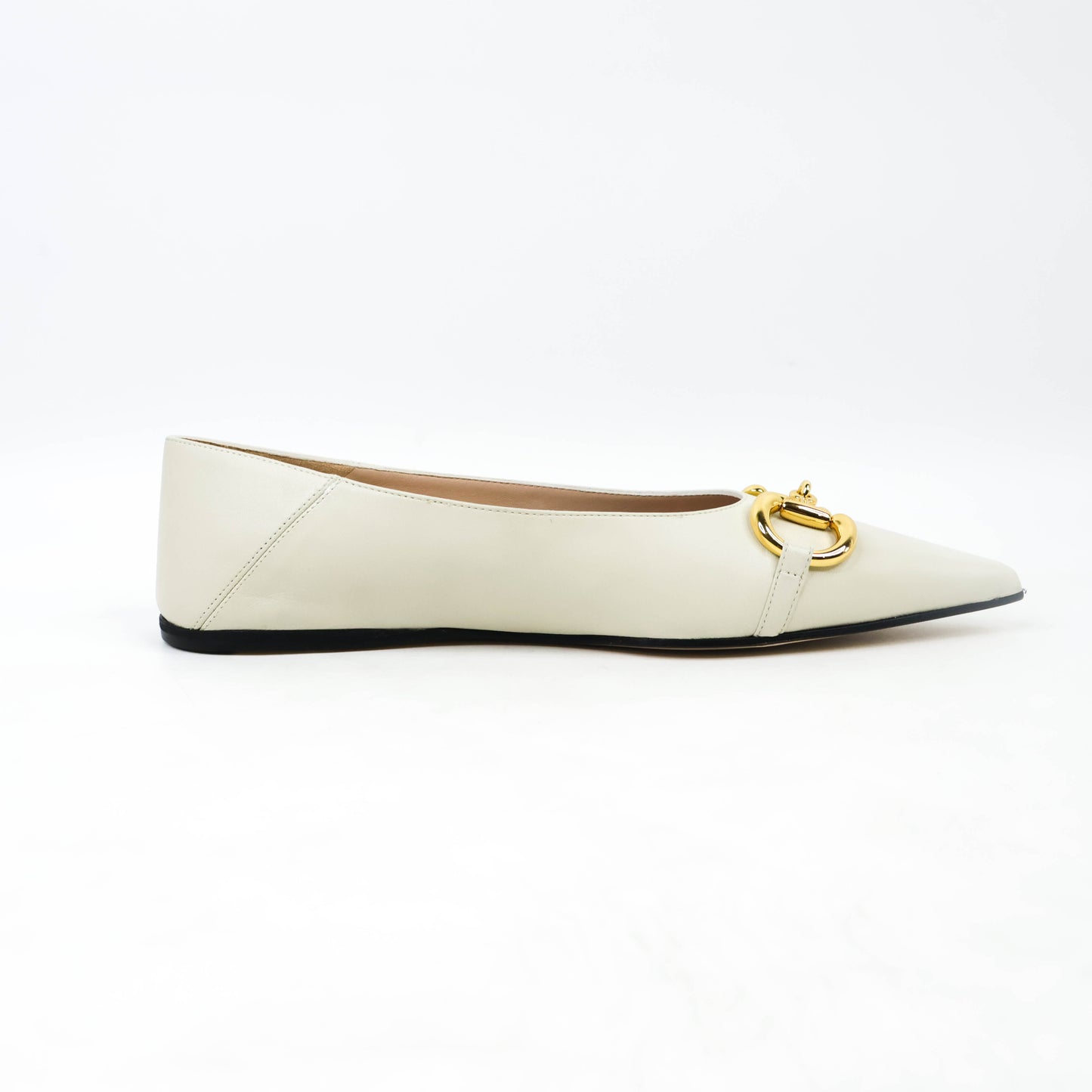 Gucci Horsebit Flats White 37.5