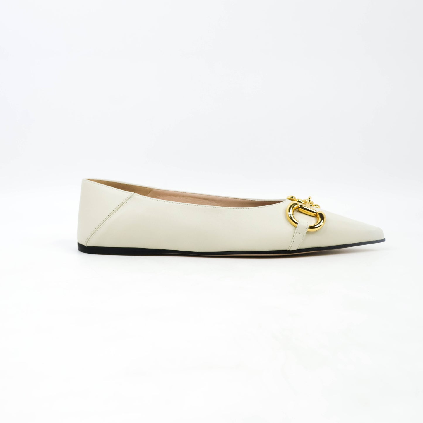 Gucci Horsebit Flats White 37.5