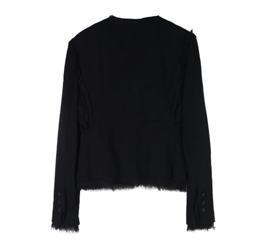 Chanel Jacket Tweed With Frayed Edges Black
