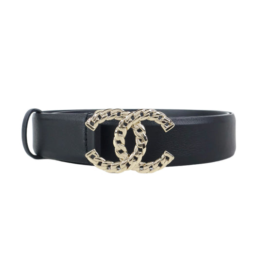 Chanel Belt Black Light Gold