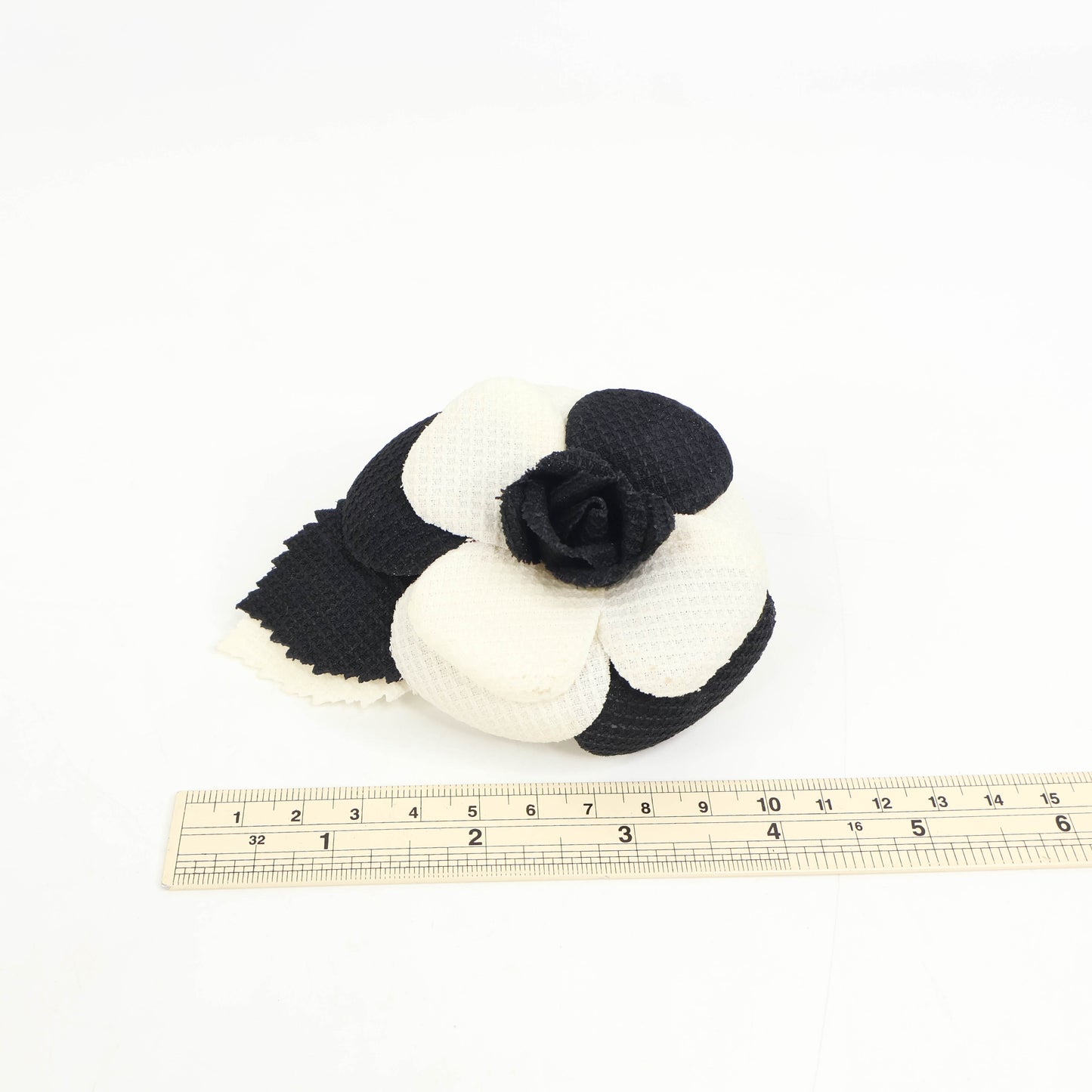 Chanel Brooch Camellia Pin Black White Vintage