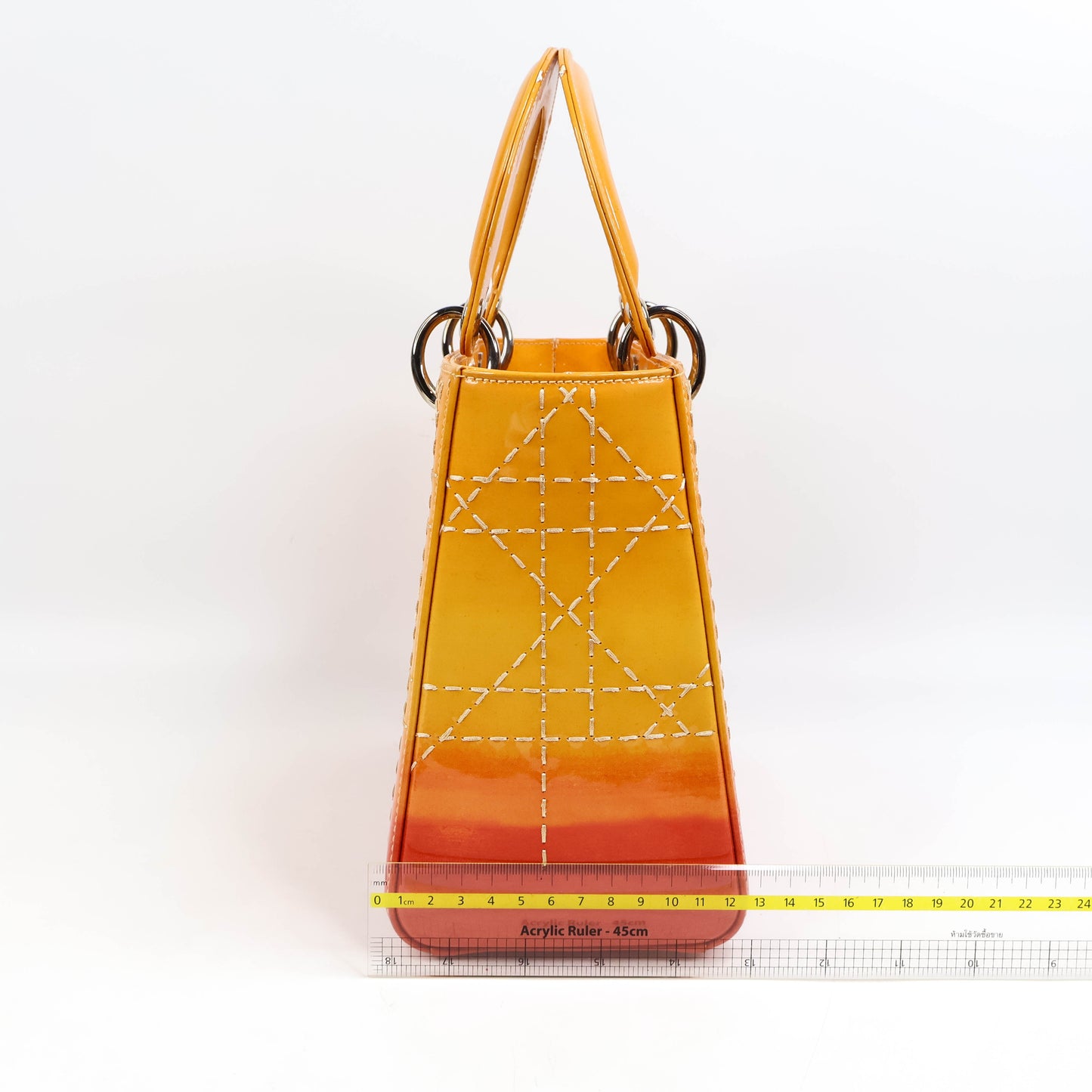 Christian Dior Lady Medium Patent Ombre Yellow Orange