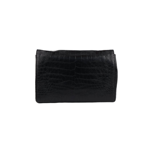 Saint Laurent Reversible Kate In Croc embossed Leather Black