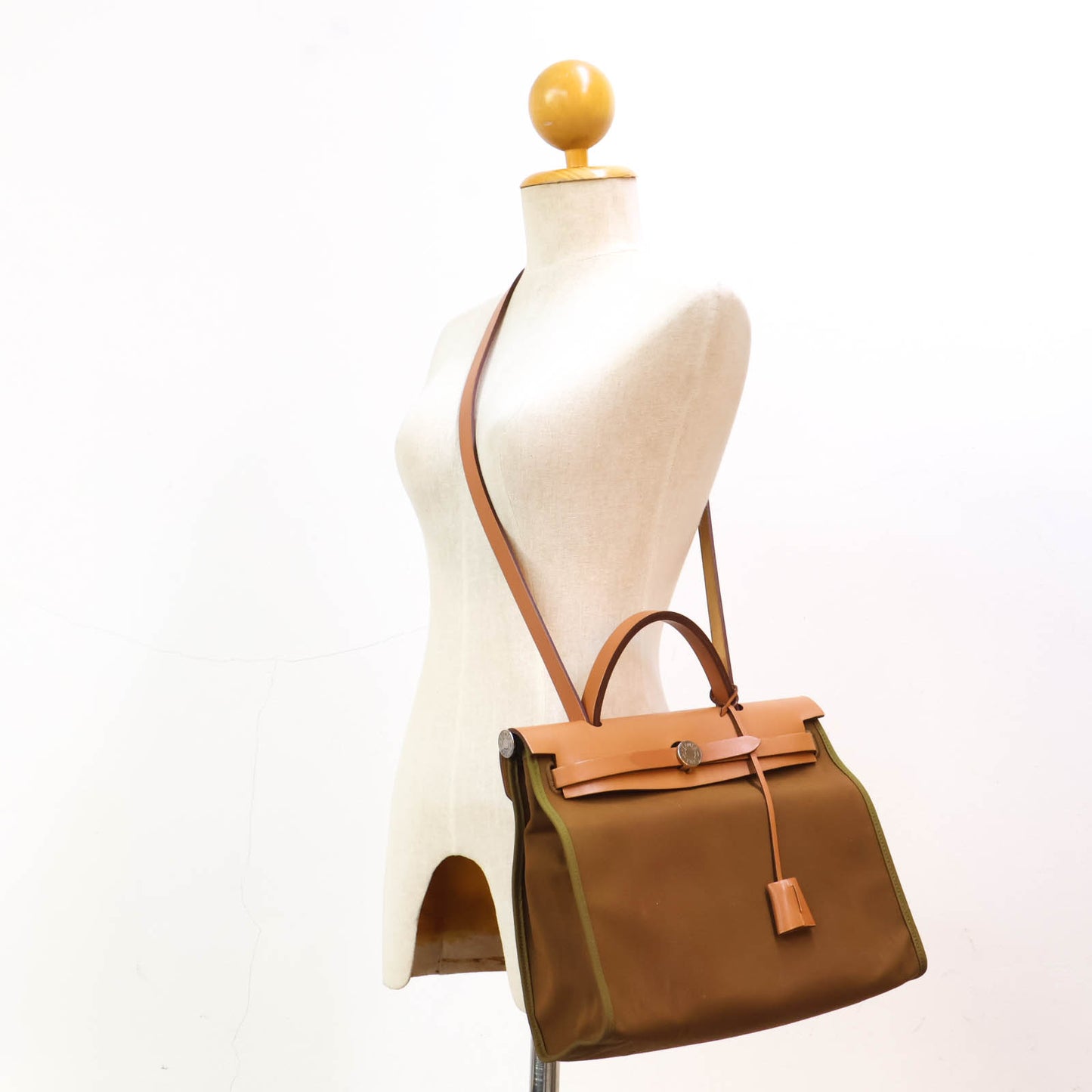 Hermes Herbag 31 Zip Canvas Brown PHW