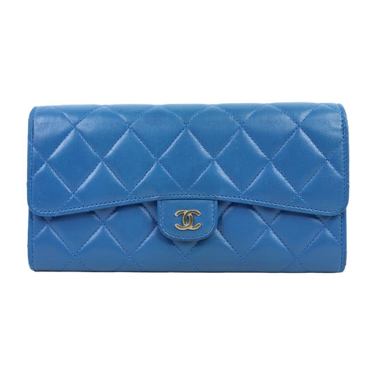 Chanel Classic Long Wallet Blue