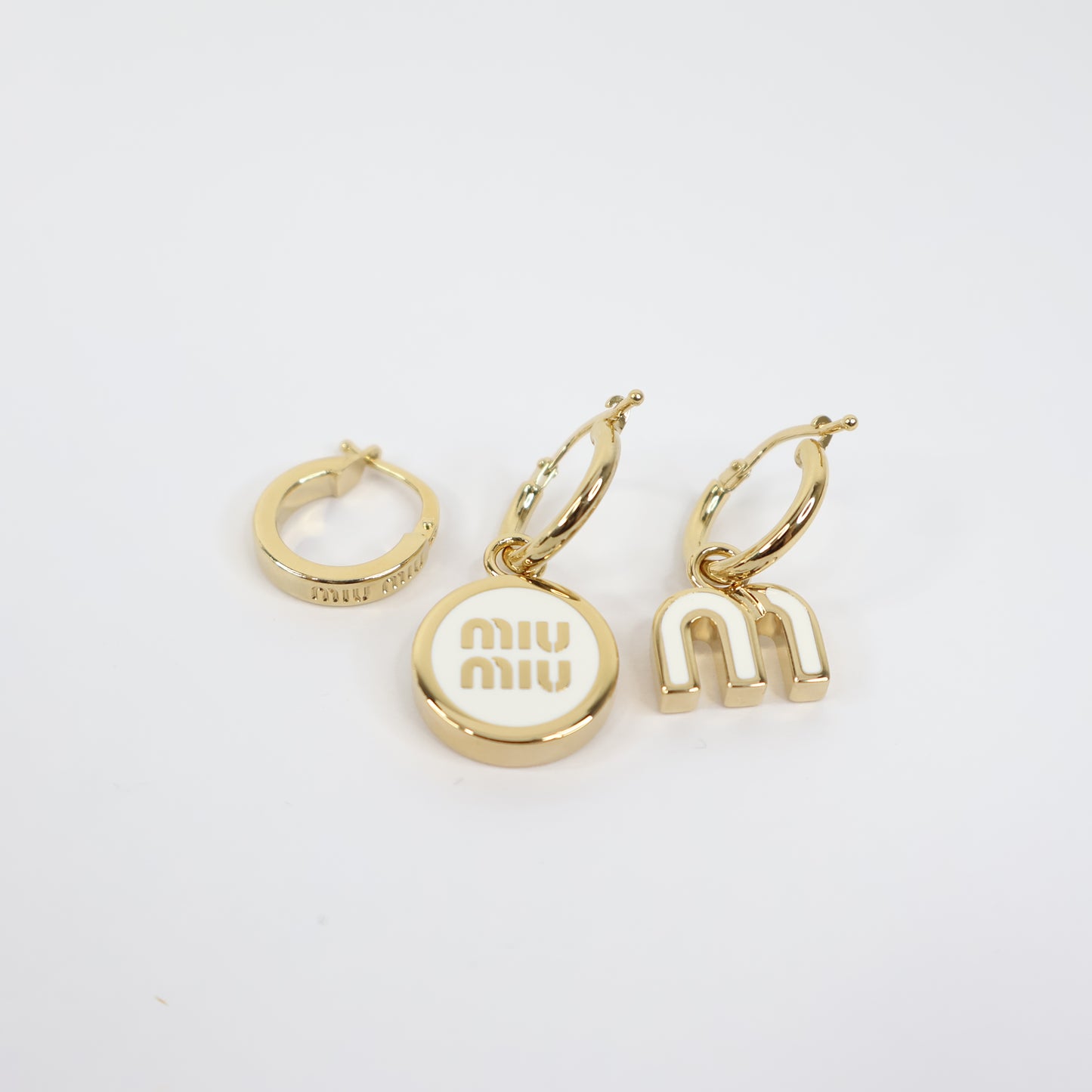 Miu Miu Earrings Set 3 Gold White