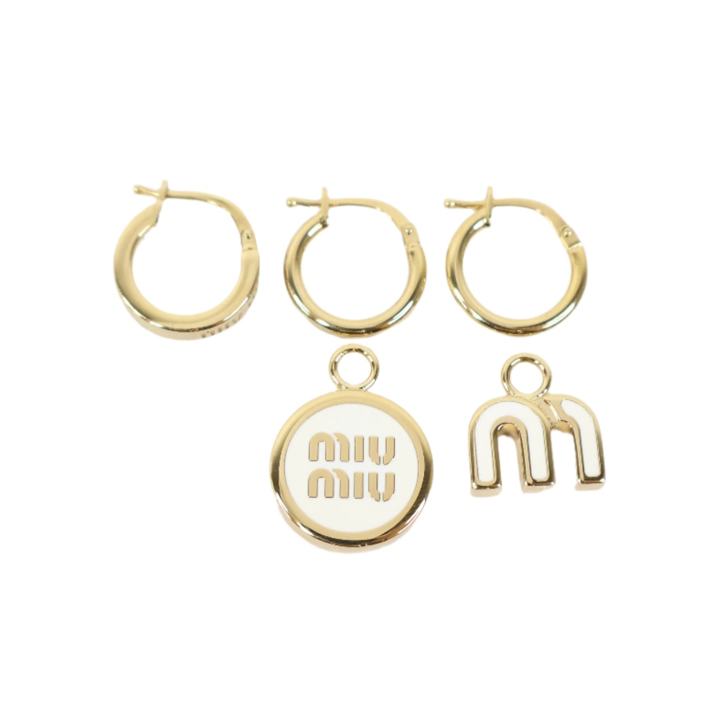 Miu Miu Earrings Set 3 Gold White