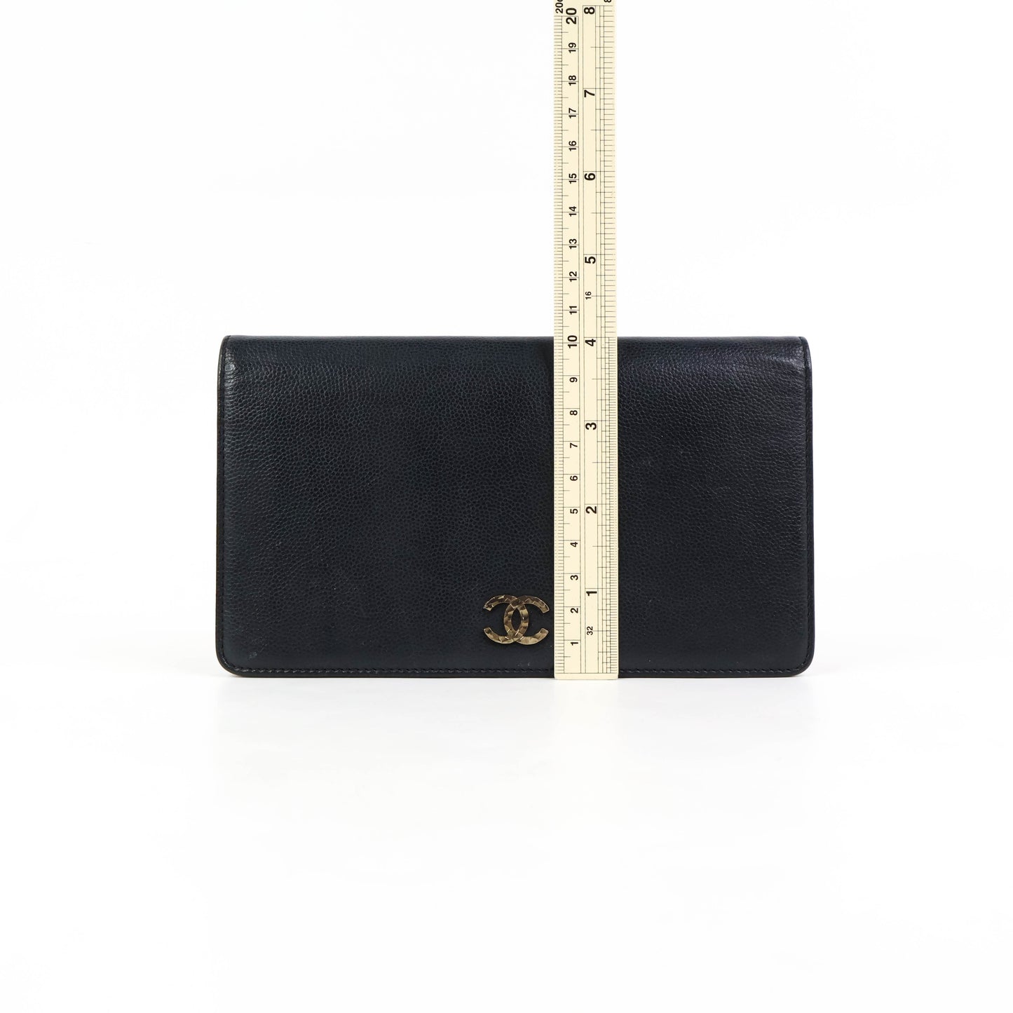 Chanel Bi Fold Long Wallet Black Caviar GHW