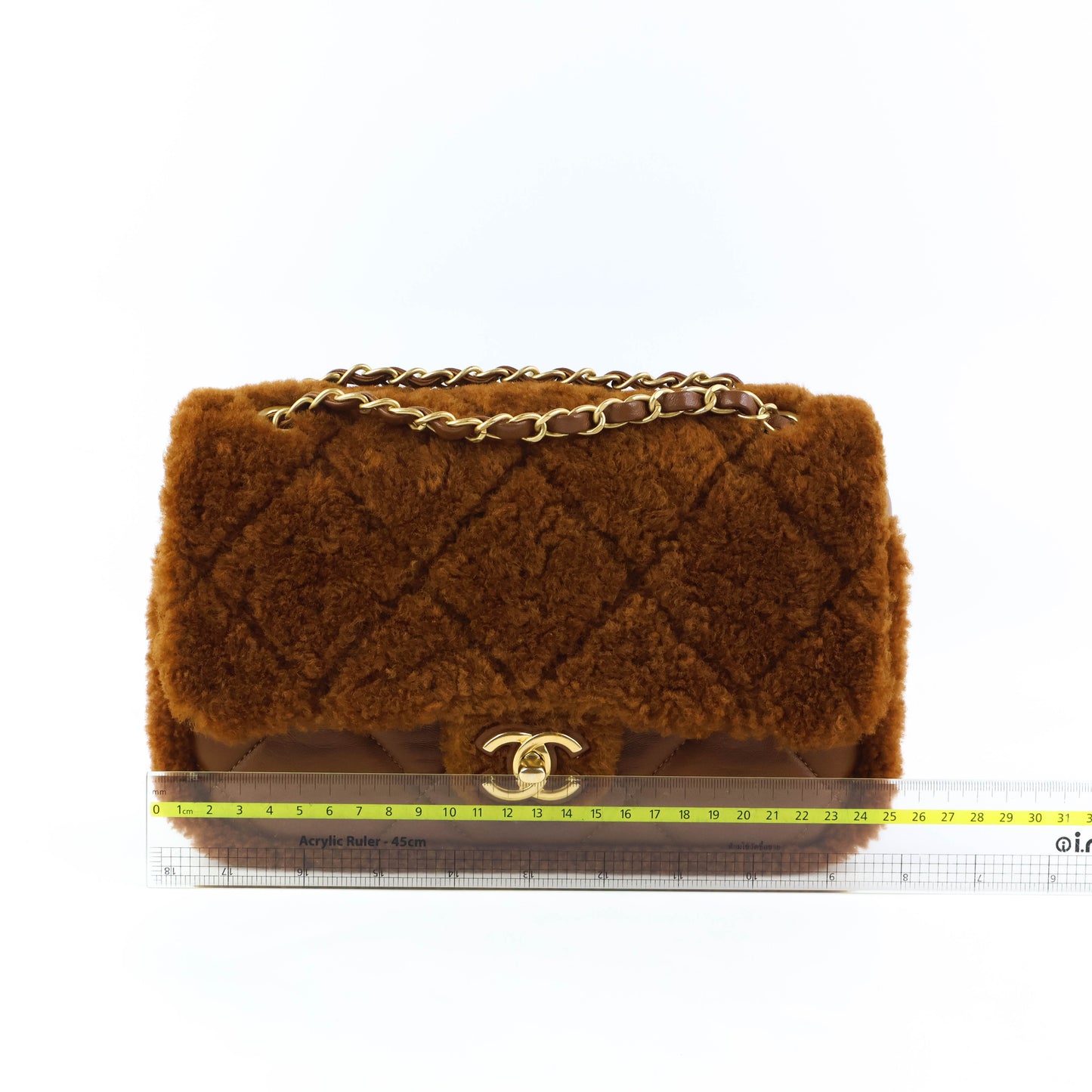 Chanel Flap Bag Fur Brown GHW Lamb