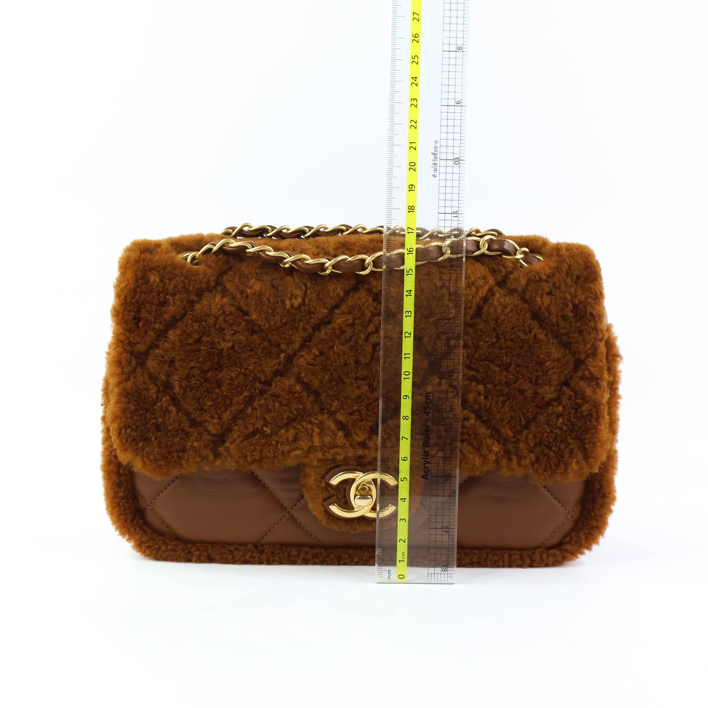 Chanel Flap Bag Fur Brown GHW Lamb