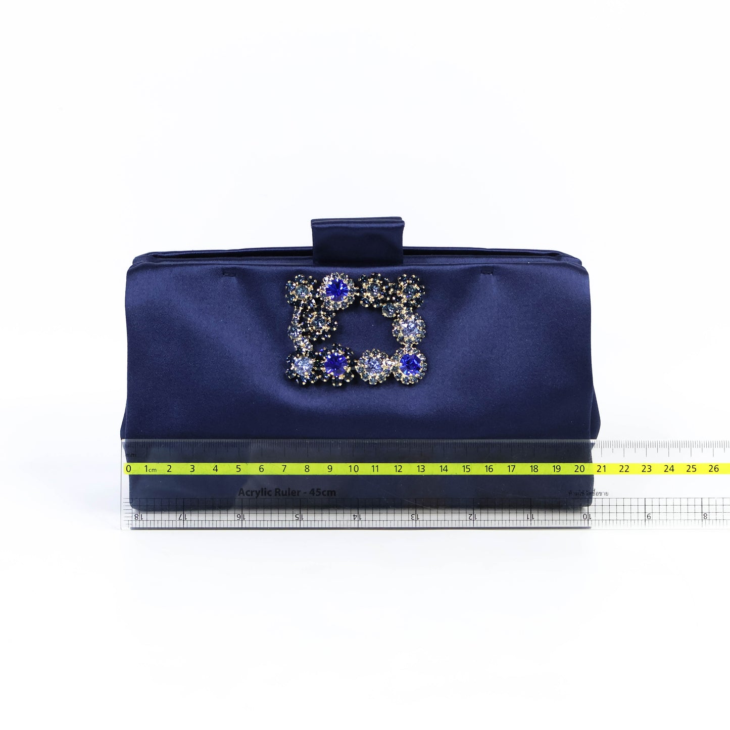 Roger Vivier Clutch Flower Crystal Satin Navy