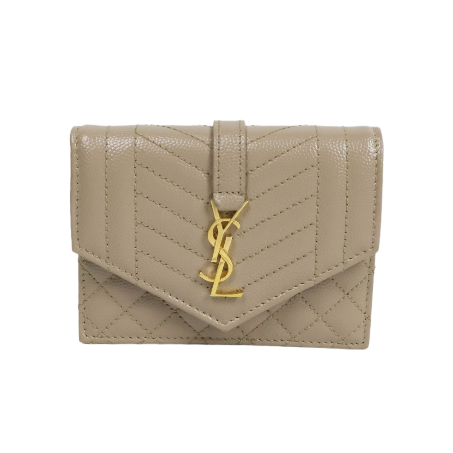 Saint Laurent Small Envelope Grain Dark Beige