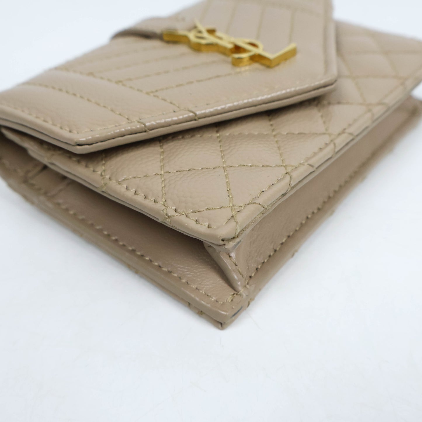 Saint Laurent Small Envelope Grain Dark Beige