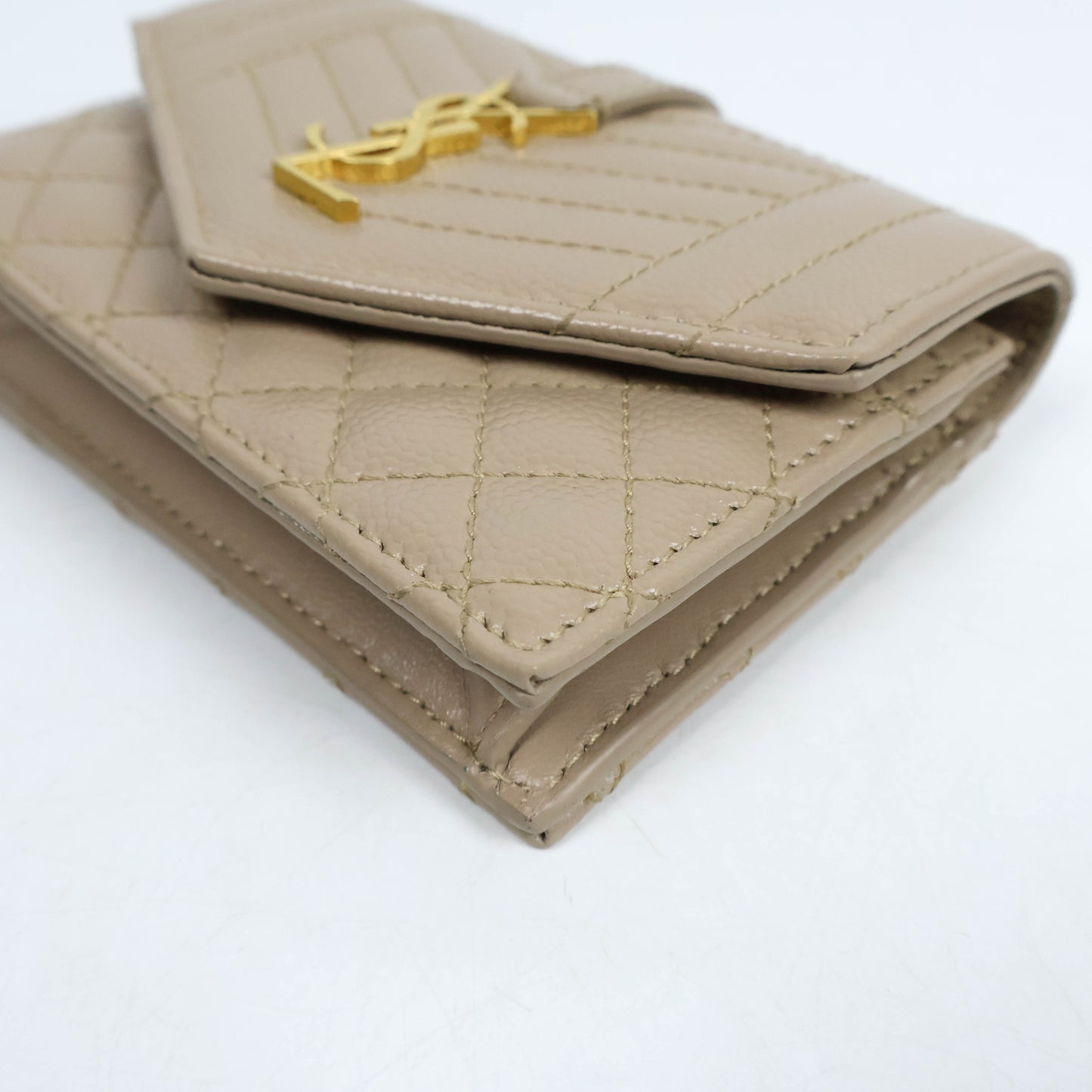 Saint Laurent Small Envelope Grain Dark Beige