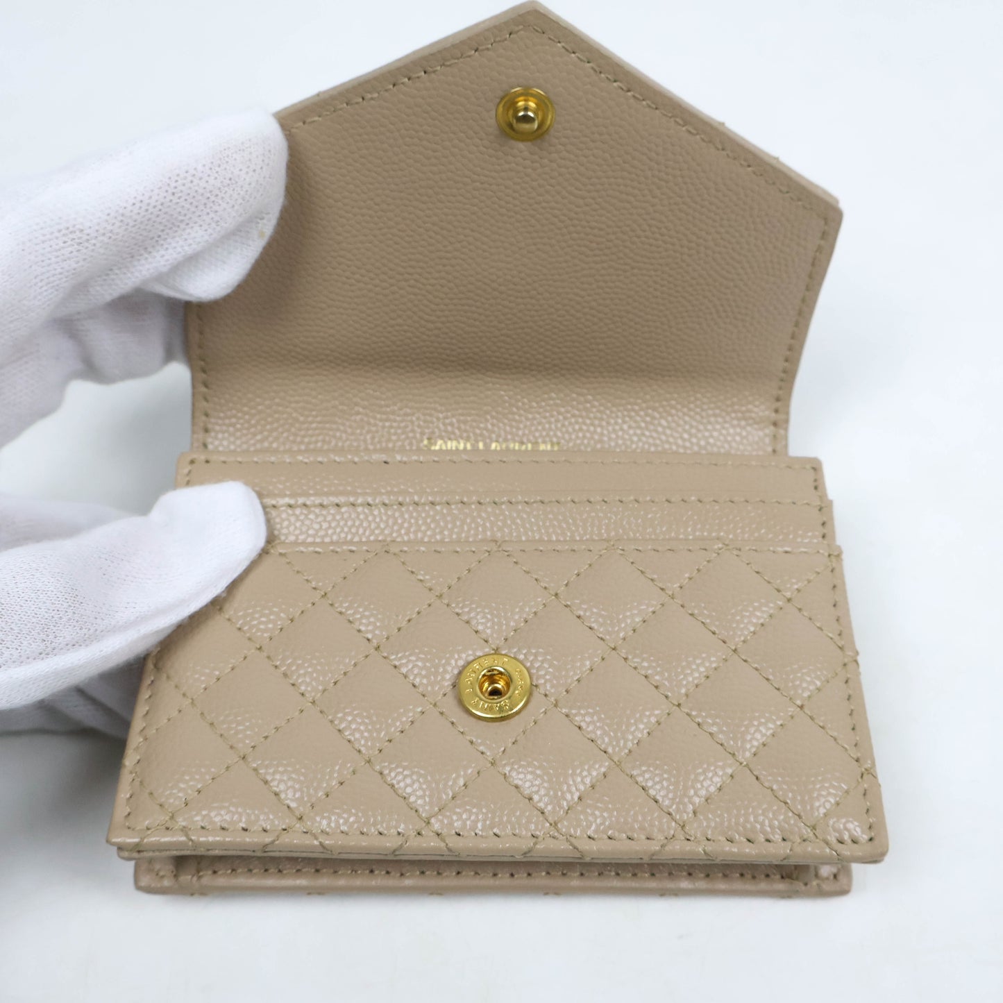 Saint Laurent Small Envelope Grain Dark Beige