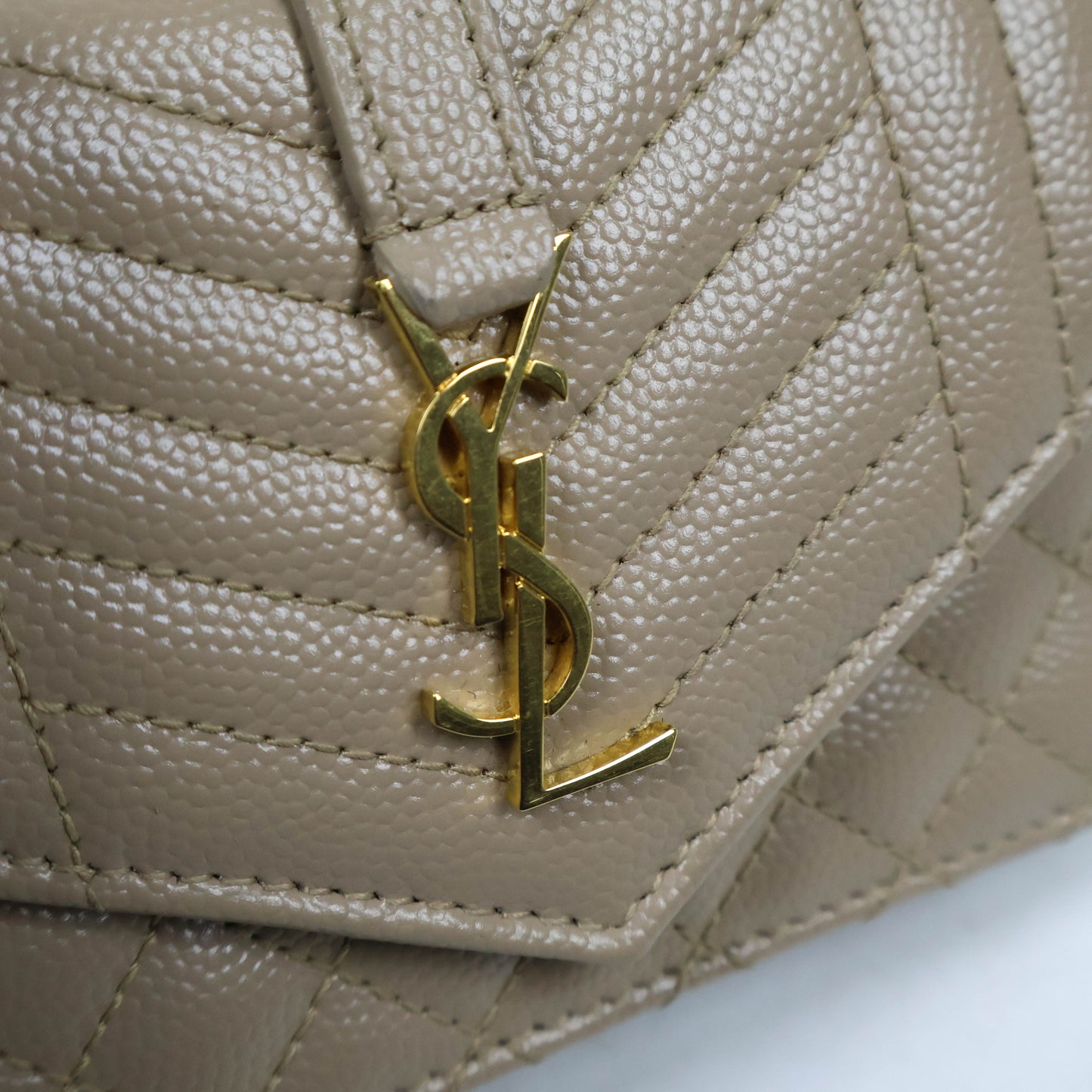 Saint Laurent Small Envelope Grain Dark Beige