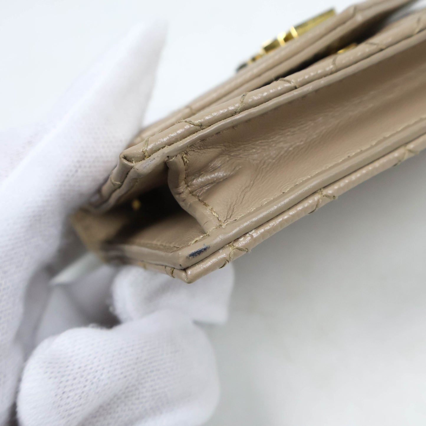 Saint Laurent Small Envelope Grain Dark Beige