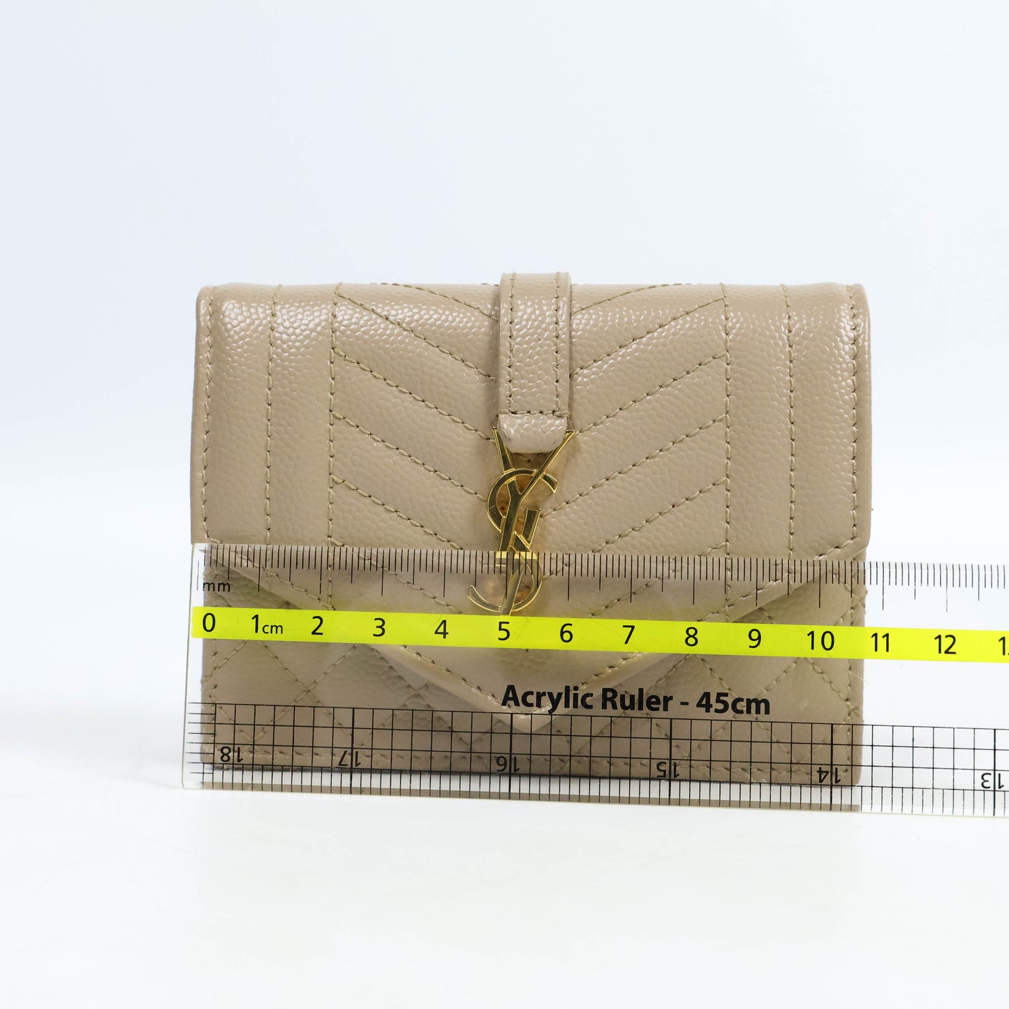 Saint Laurent Small Envelope Grain Dark Beige