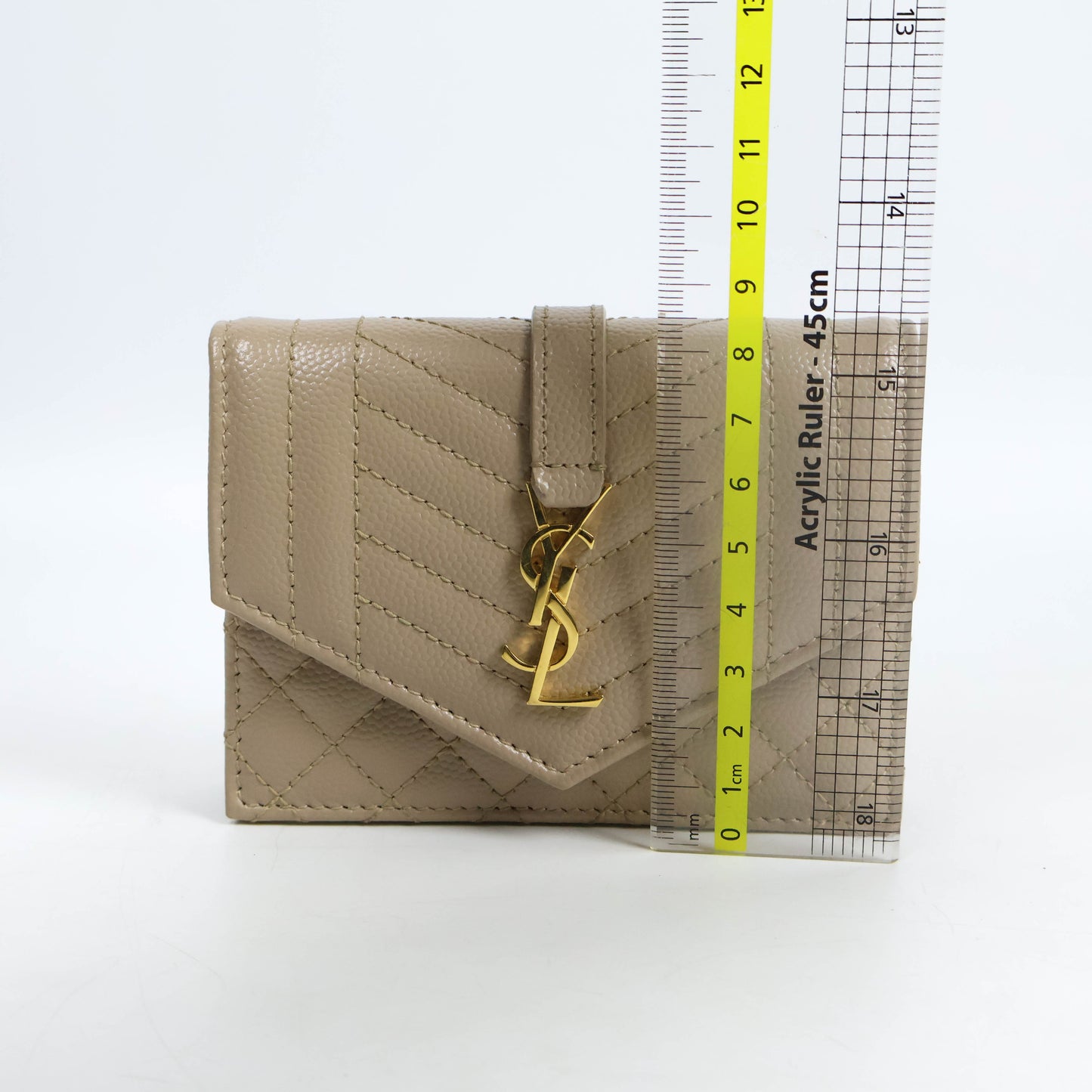 Saint Laurent Small Envelope Grain Dark Beige