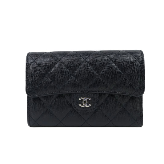 Chanel Flap Wallet Black Caviar SHW