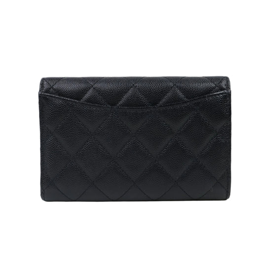 Chanel Flap Wallet Black Caviar SHW