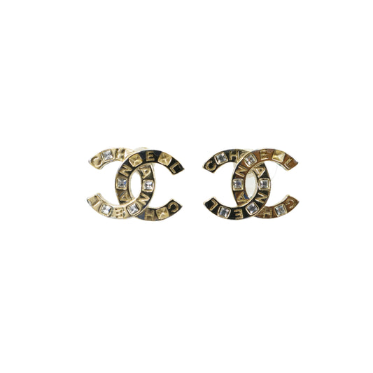 Chanel Earrings CC Gold Crystal