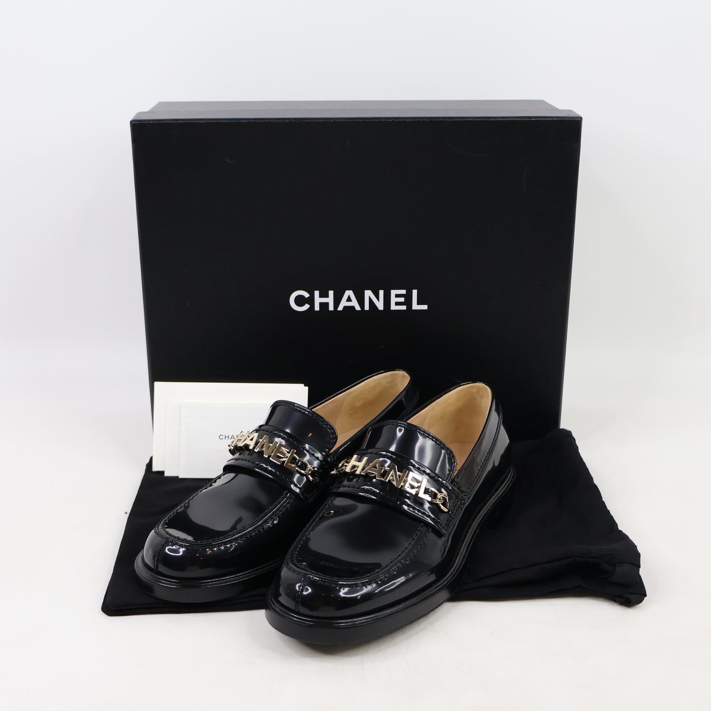 Chanel Loafer Black Patent 36