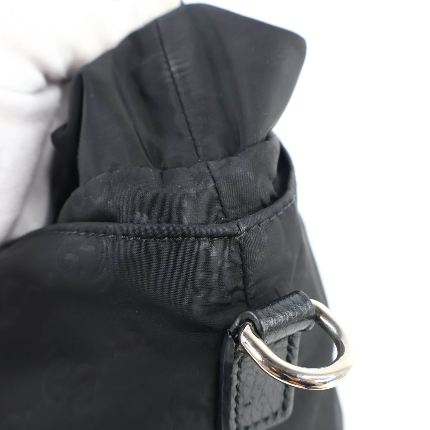 Gucci Tote Bag With Strap Nylon Black