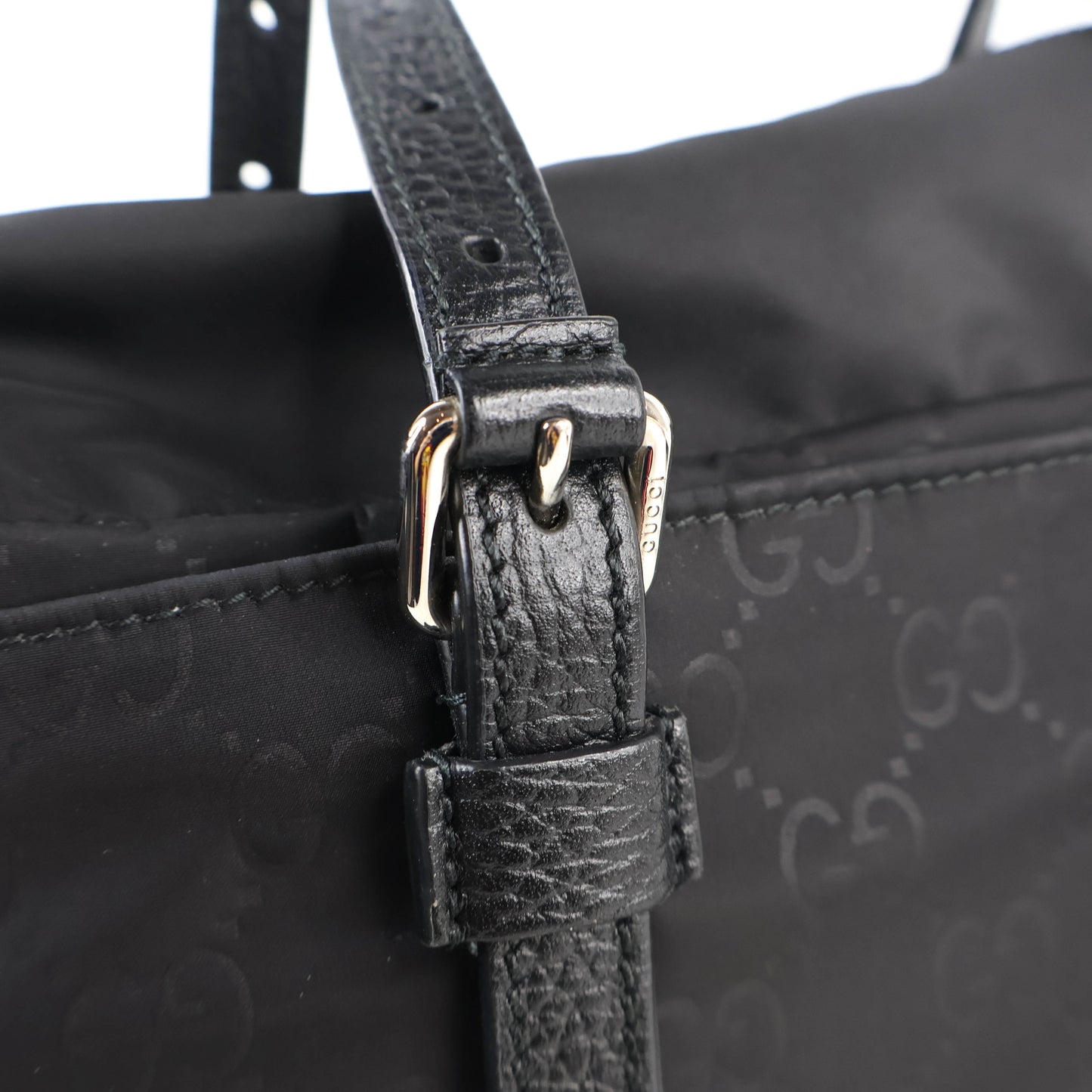 Gucci Tote Bag With Strap Nylon Black