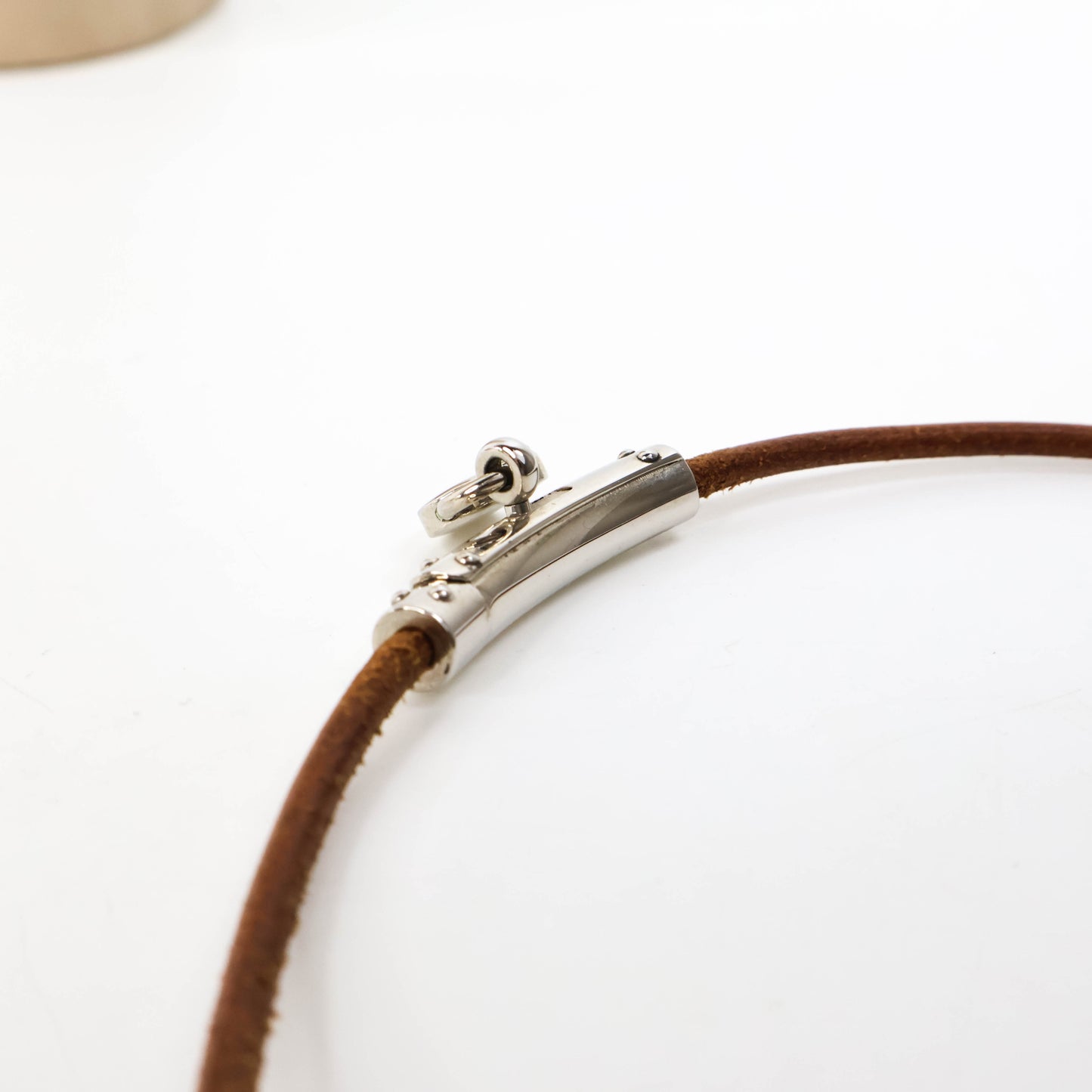Hermes Necklace Brown Lock Heart Charm SHW