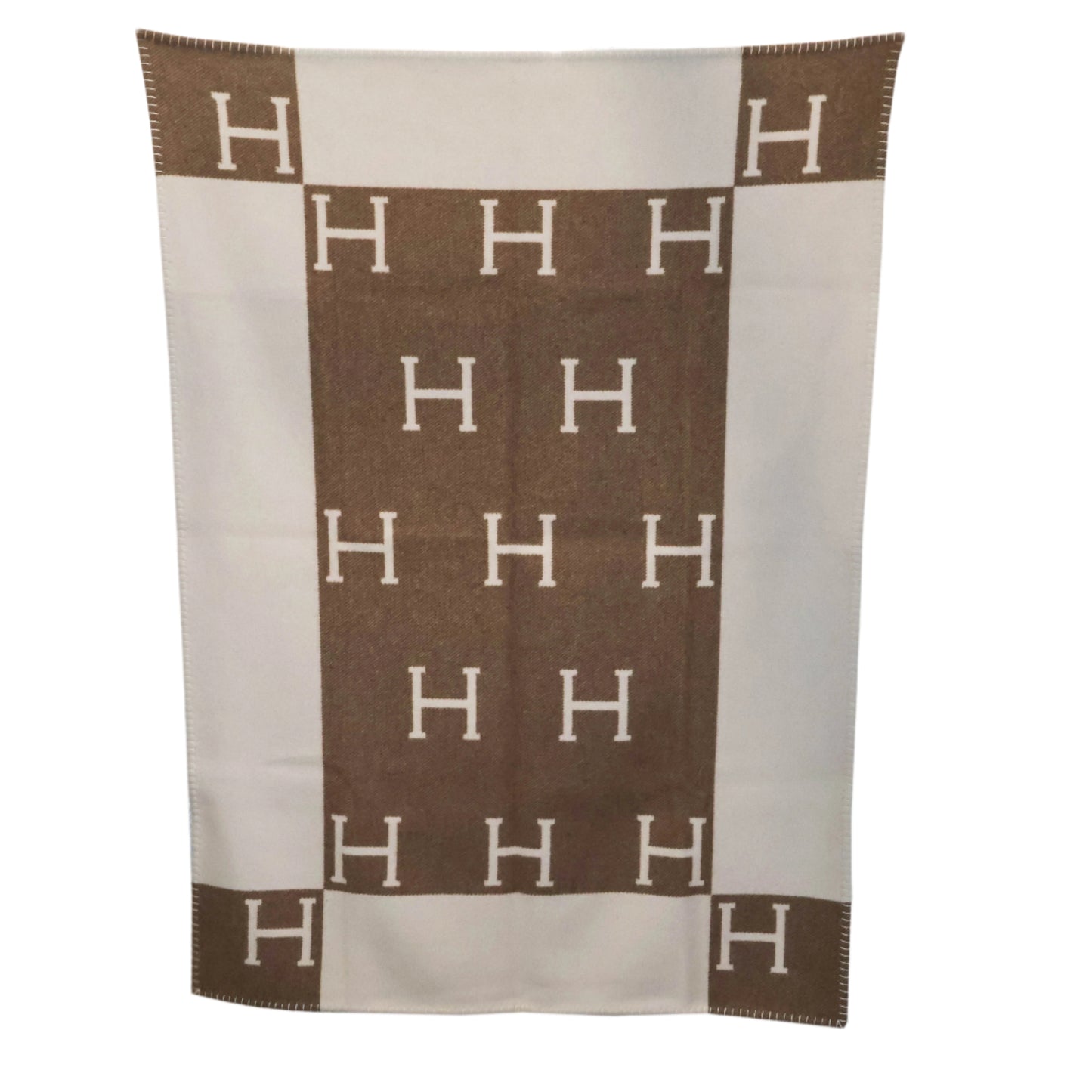 Hermes Avalon Baby Blanket White/Brown 95x135