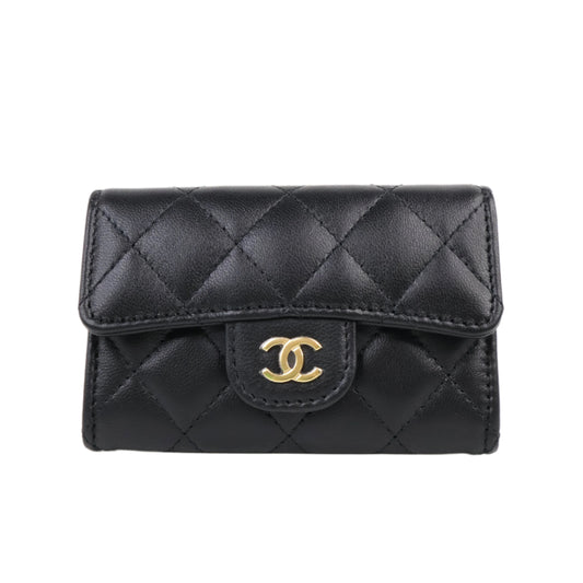 Chanel Flap Card Holder Black Lamb GHW